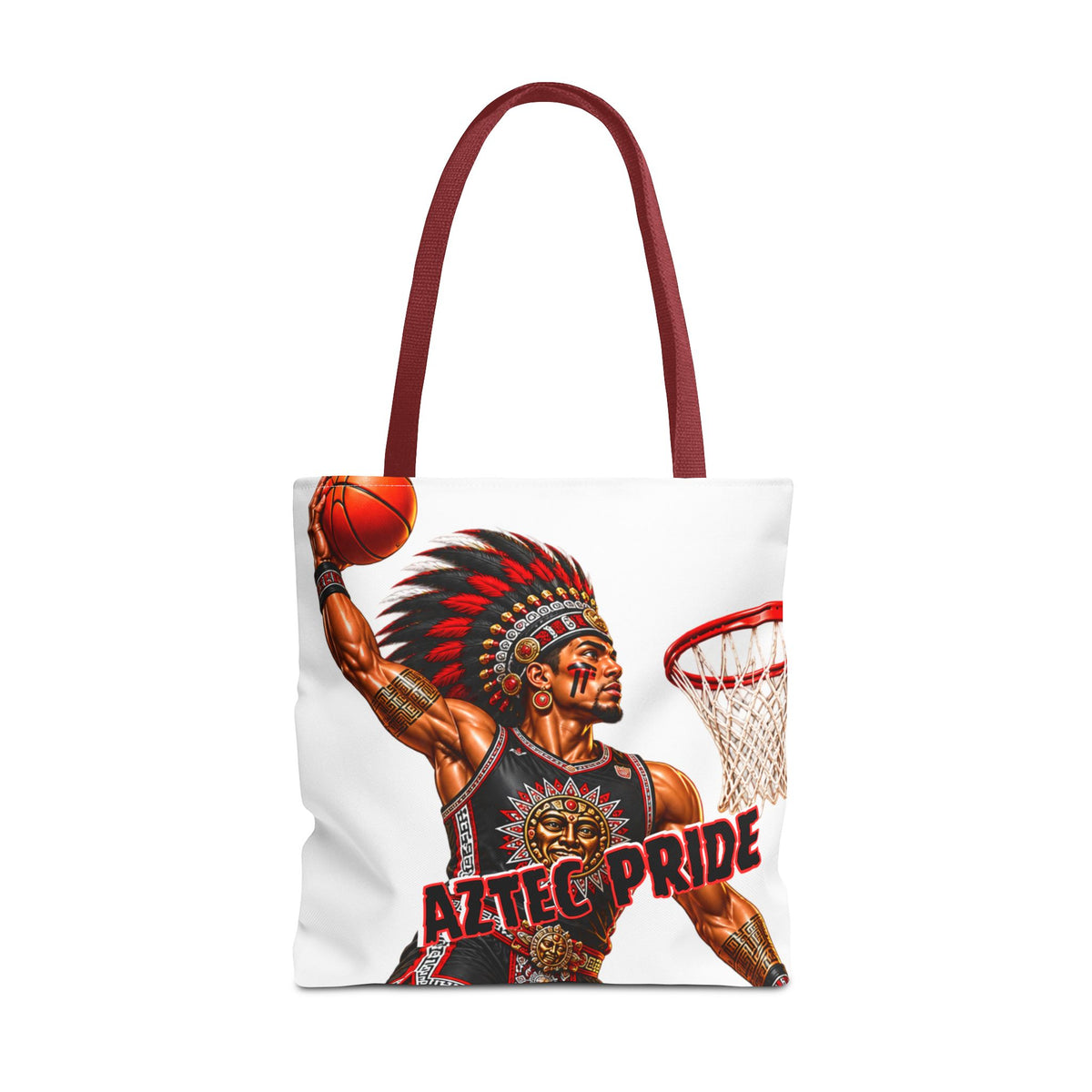 Aztec Basketball Dunk Warrior Tote Bag | Aztec-Inspired AI Art • Made & Shipped in the USA • 🚚 FREE USA Shipping • FREE Personalization