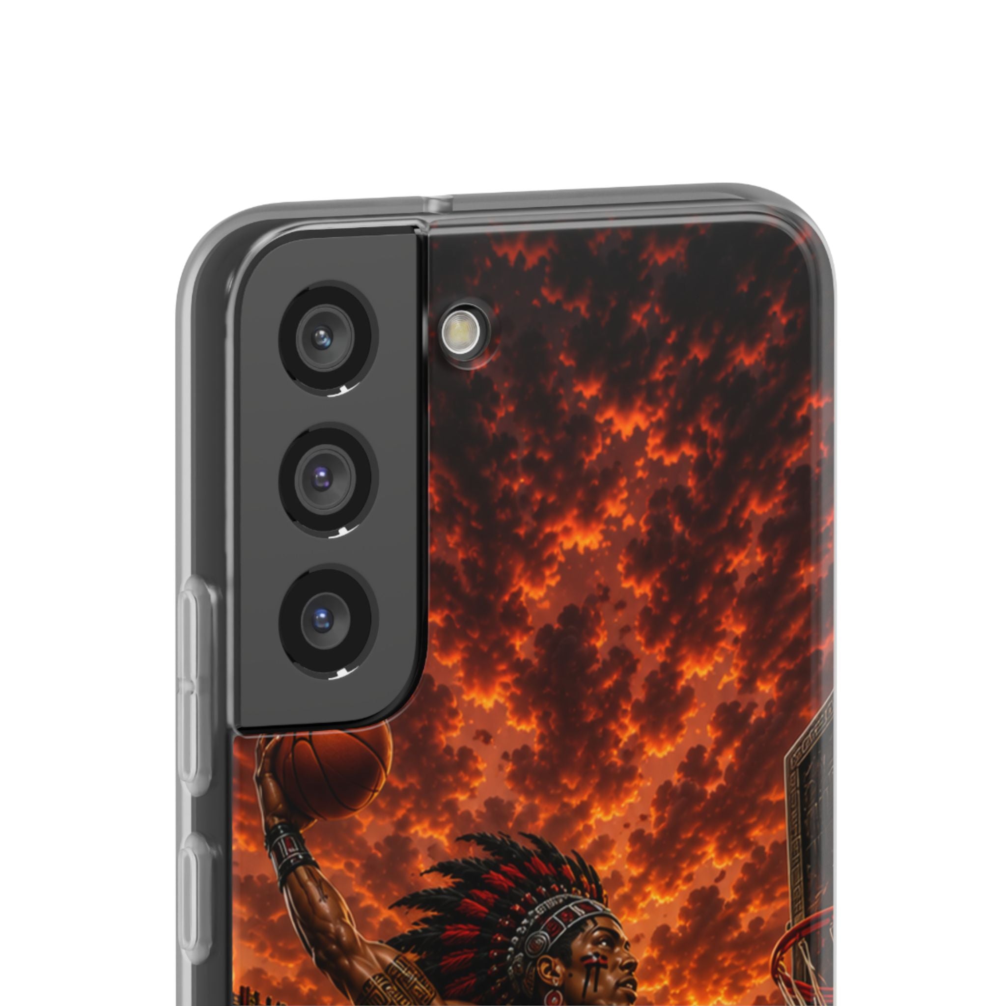 Aztec Basketball Male Warrior – Flexi Phone Case (iPhone & Samsung • Clear TPU • Made & Shipped in the USA • 🚚 FREE USA Shipping • Personalized Option)