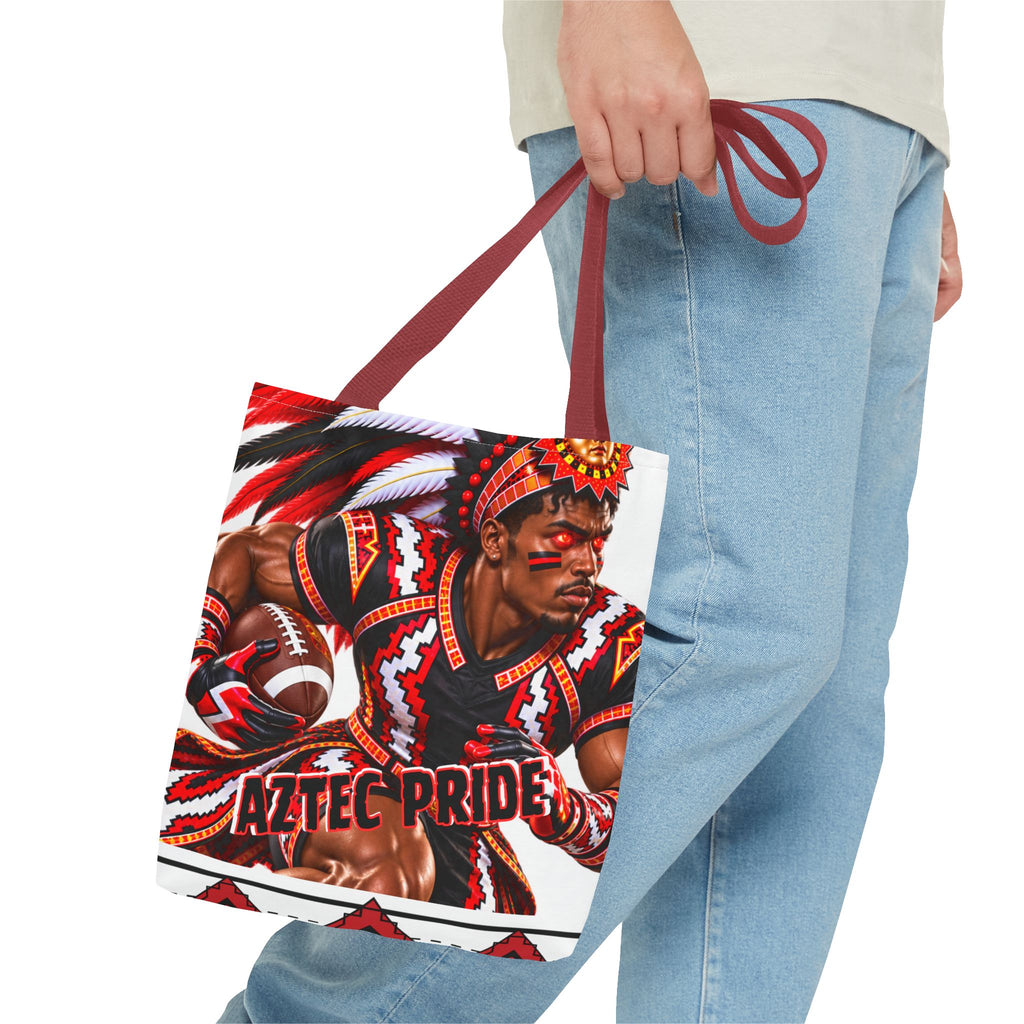 Aztec Football RB Warrior Tote Bag | Aztec-Inspired AI Art • Made & Shipped in the USA • 🚚 FREE USA Shipping • FREE Personalization