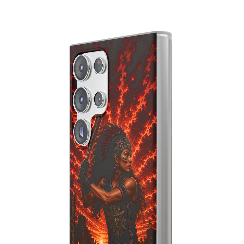 Aztec Softball Warrior – Flexi Phone Case (iPhone & Samsung • Clear TPU • Made & Shipped in the USA • 🚚 FREE USA Shipping • Personalized Option)