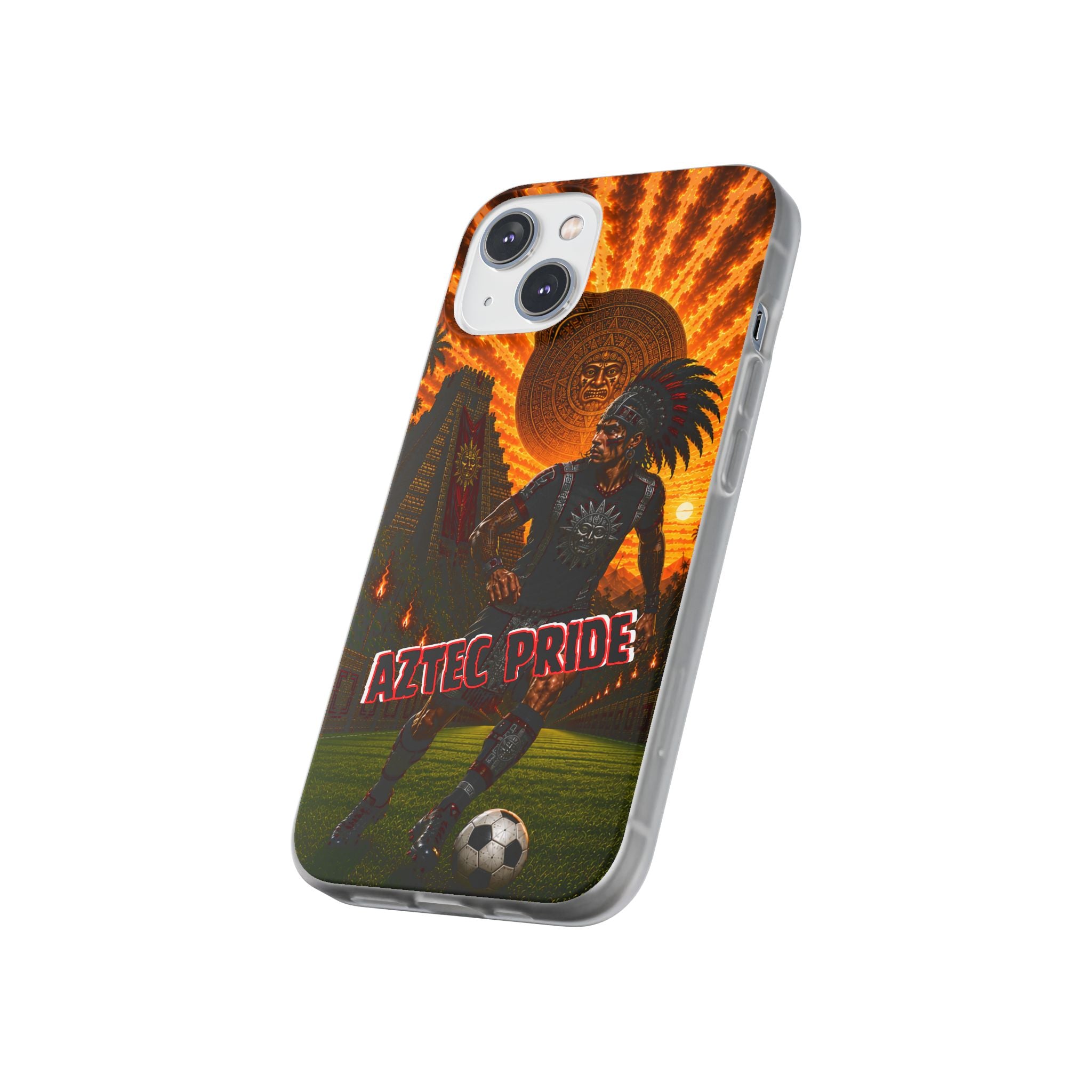 Aztec Soccer Male Warrior – Flexi Phone Case (iPhone & Samsung • Clear TPU • Made & Shipped in the USA • 🚚 FREE USA Shipping • Personalized Option)
