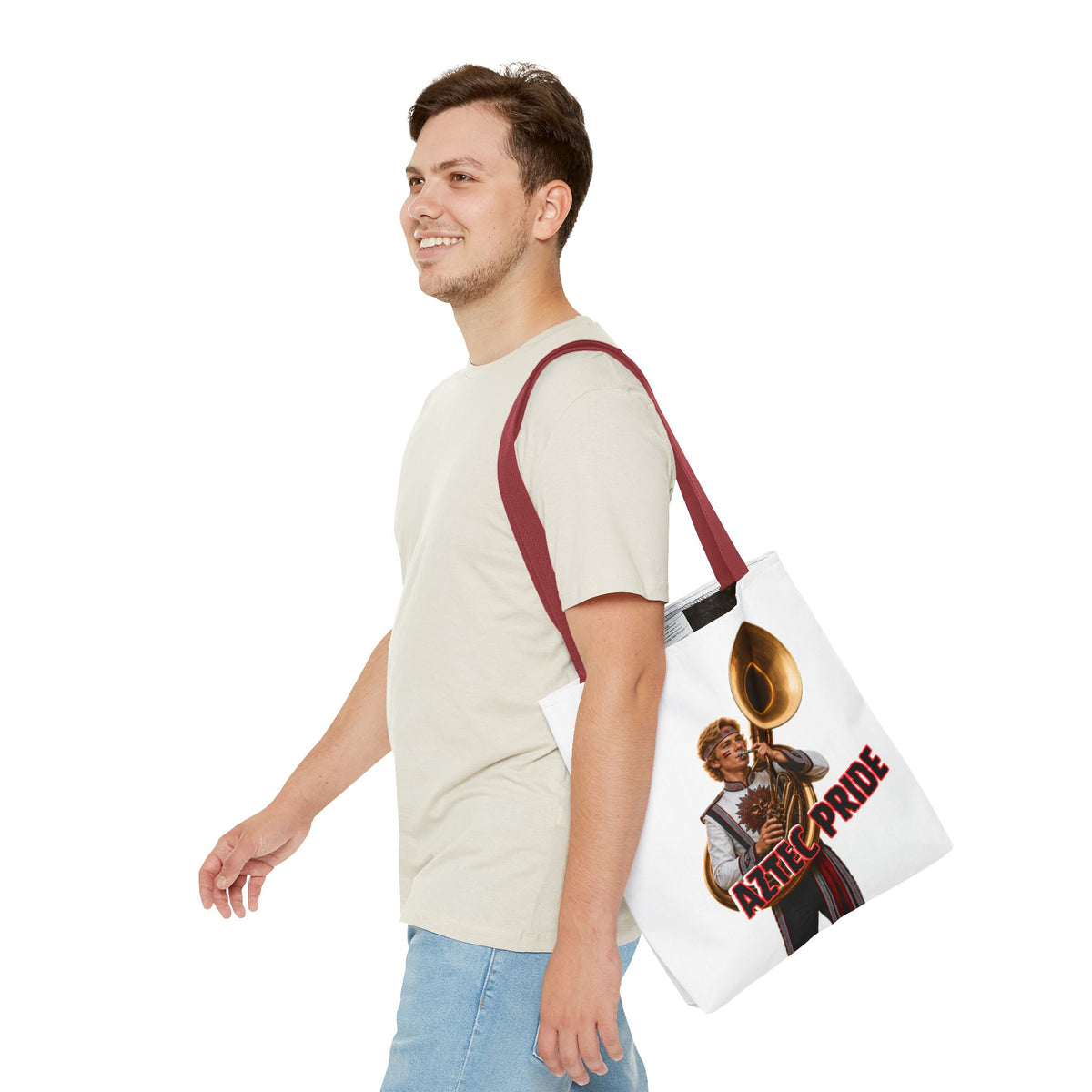 Aztec Band Warrior Tote Bag | Aztec-Inspired AI Art • Made & Shipped in the USA • 🚚 FREE USA Shipping • FREE Personalization