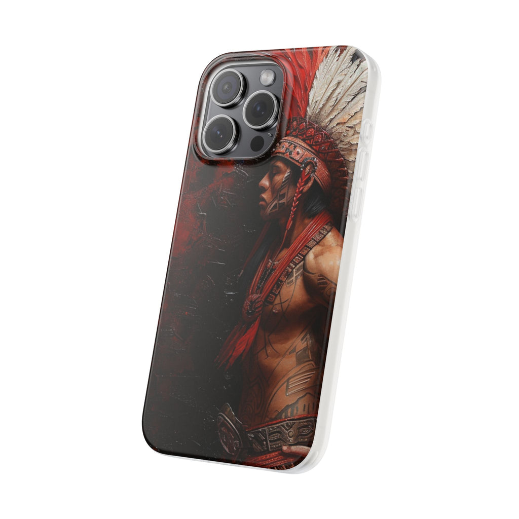 Aztec Noble Warrior – Flexi Phone Case (iPhone & Samsung • Clear TPU • Made in USA • Personalized Option)