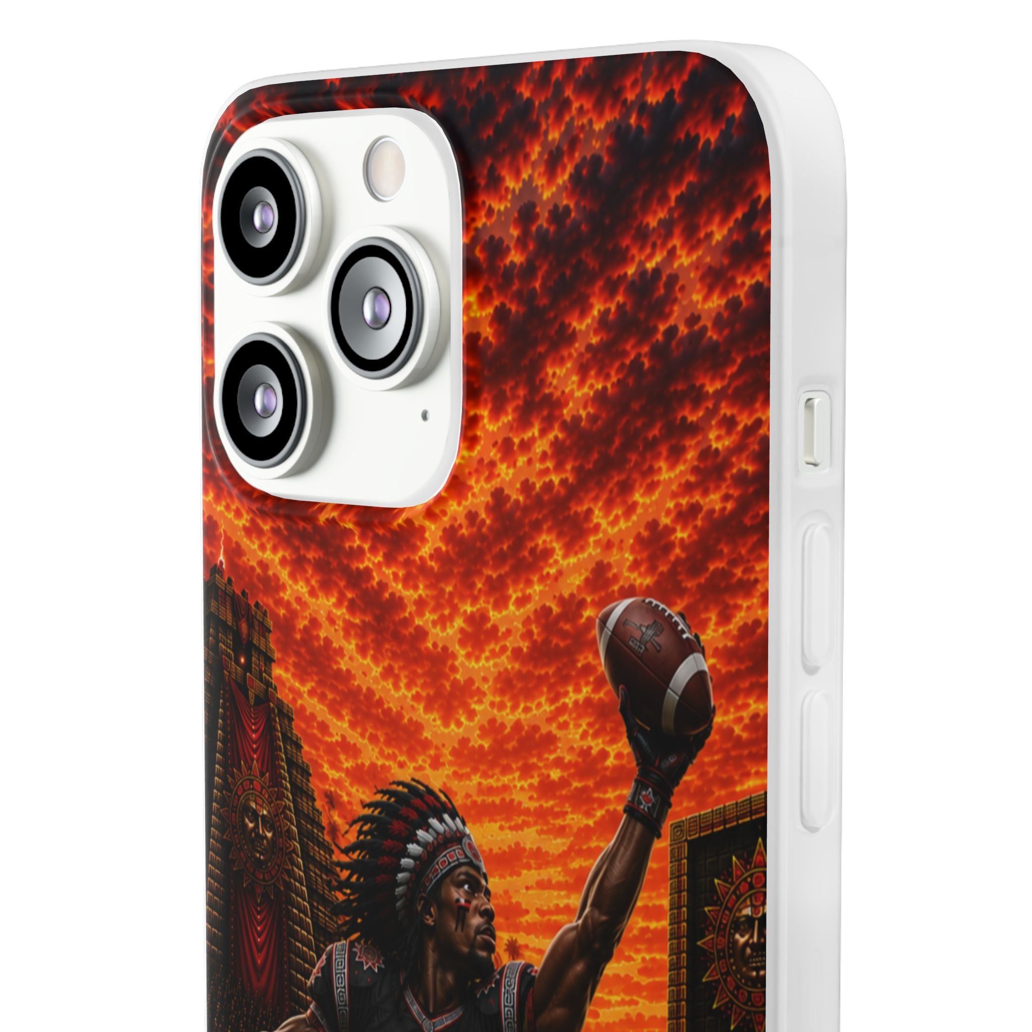 Aztec Football Warrior – Flexi Phone Case (iPhone & Samsung • Clear TPU • Made & Shipped in the USA • 🚚 FREE USA Shipping • Personalized Option)