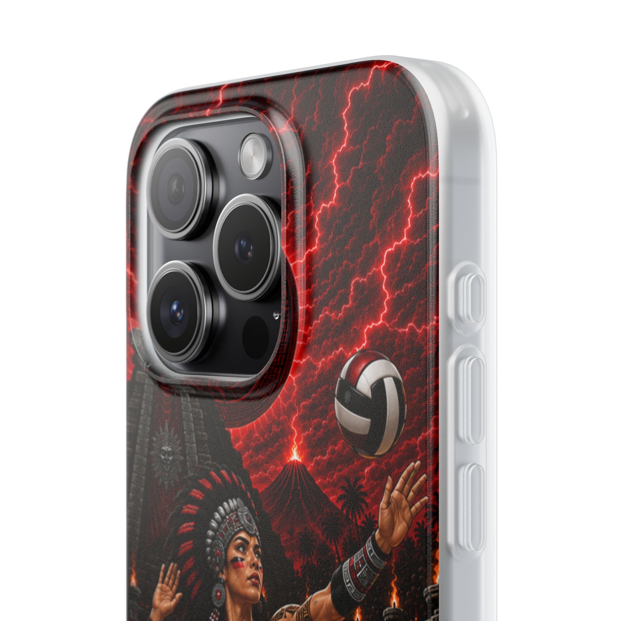 Aztec Volleyball Warrior – Flexi Phone Case (iPhone & Samsung • Clear TPU • Made & Shipped in the USA • 🚚 FREE USA Shipping • Personalized Option)