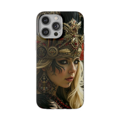 Aztec Fireheart Queen – Flexi Phone Case (iPhone & Samsung • Clear TPU • Made in USA • Personalized Option)
