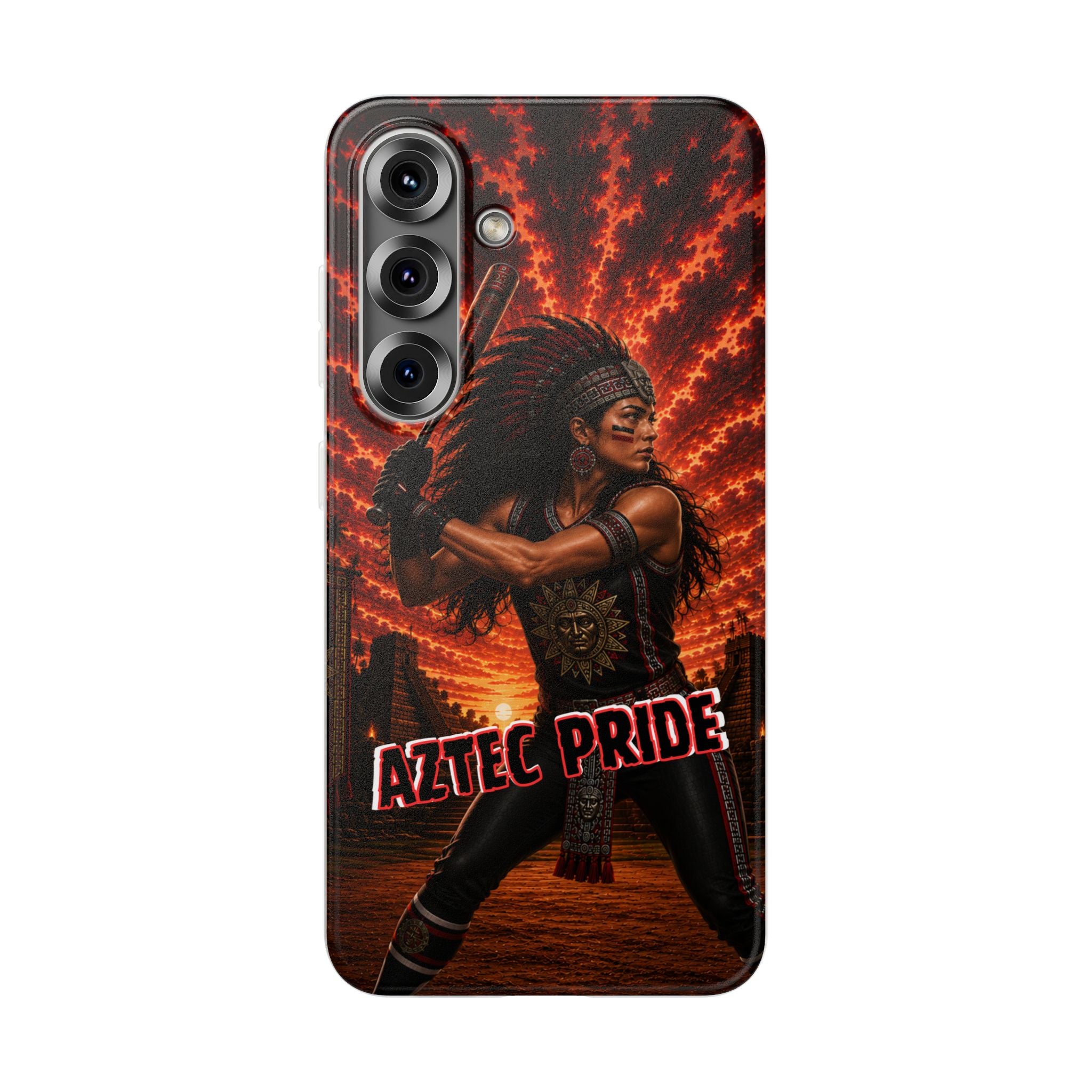Aztec Softball Warrior – Flexi Phone Case (iPhone & Samsung • Clear TPU • Made & Shipped in the USA • 🚚 FREE USA Shipping • Personalized Option)