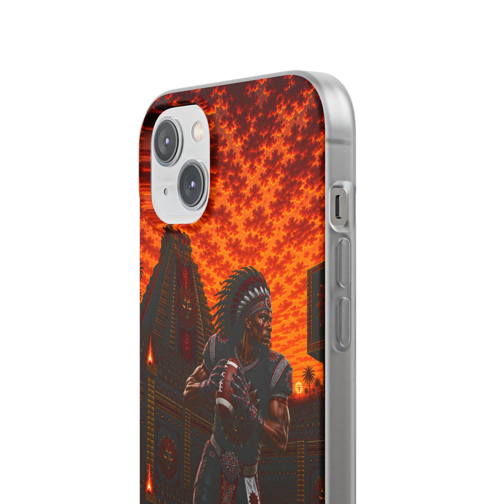 Aztec Football Warrior – Flexi Phone Case (iPhone & Samsung • Clear TPU • Made & Shipped in the USA • 🚚 FREE USA Shipping • Personalized Option)