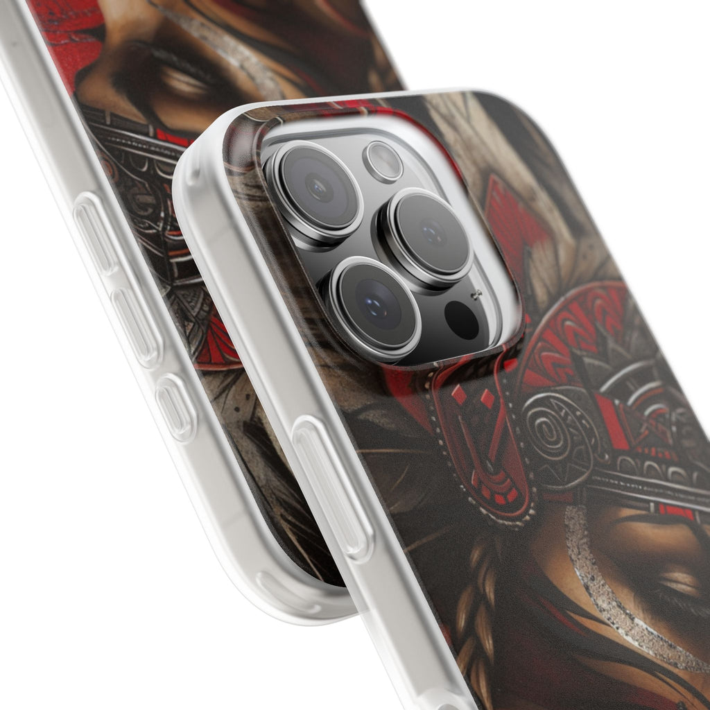 Aztec Sun Goddess – Flexi Phone Case (iPhone & Samsung • Clear TPU • Made in USA • Personalized Option)