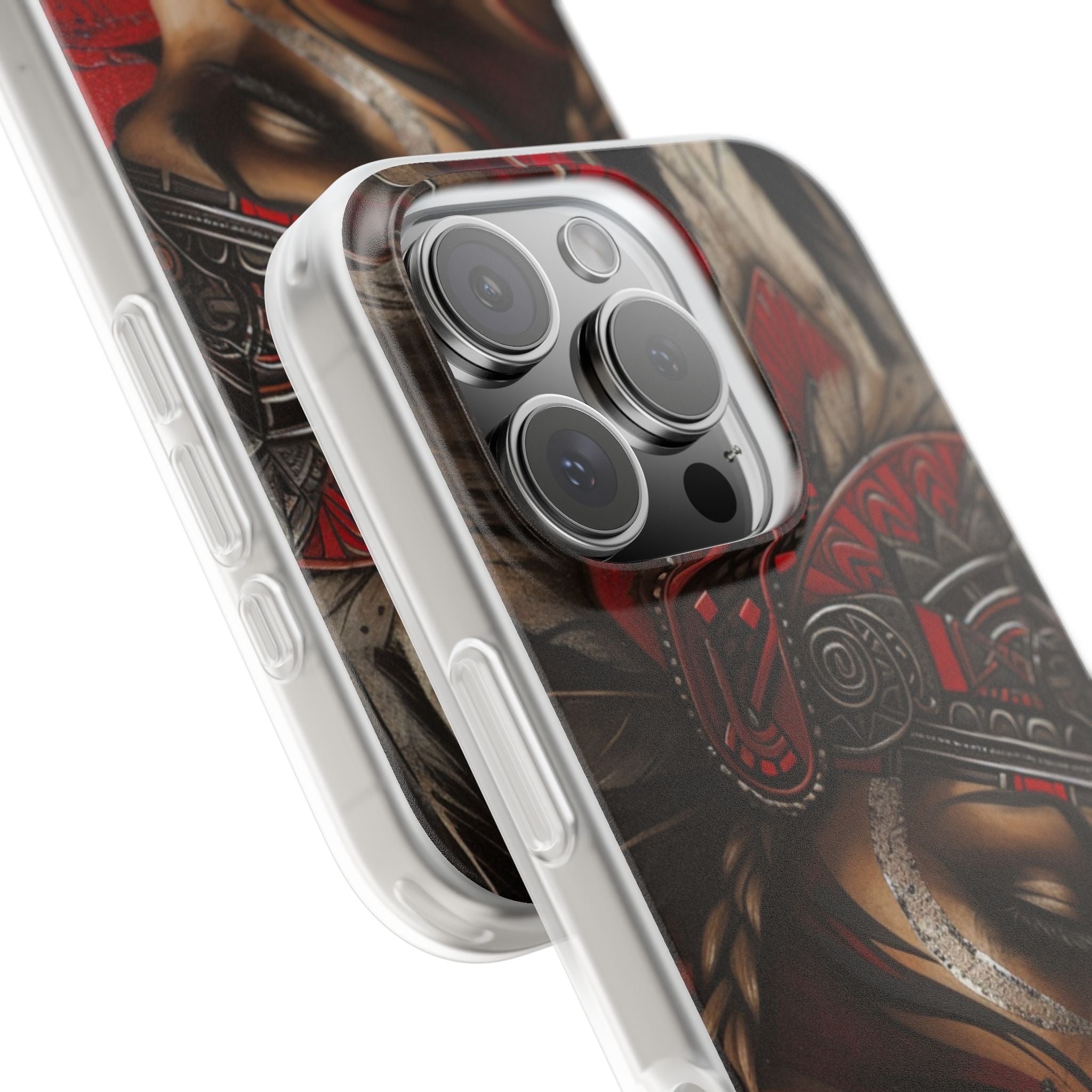 Aztec Sun Goddess – Flexi Phone Case (iPhone & Samsung • Clear TPU • Made in USA • Personalized Option)