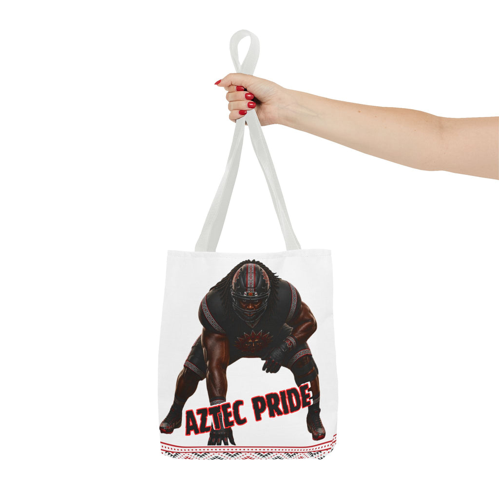 Aztec Football O-Line Warrior Tote Bag | Aztec-Inspired AI Art • Made & Shipped in the USA • 🚚 FREE USA Shipping • FREE Personalization