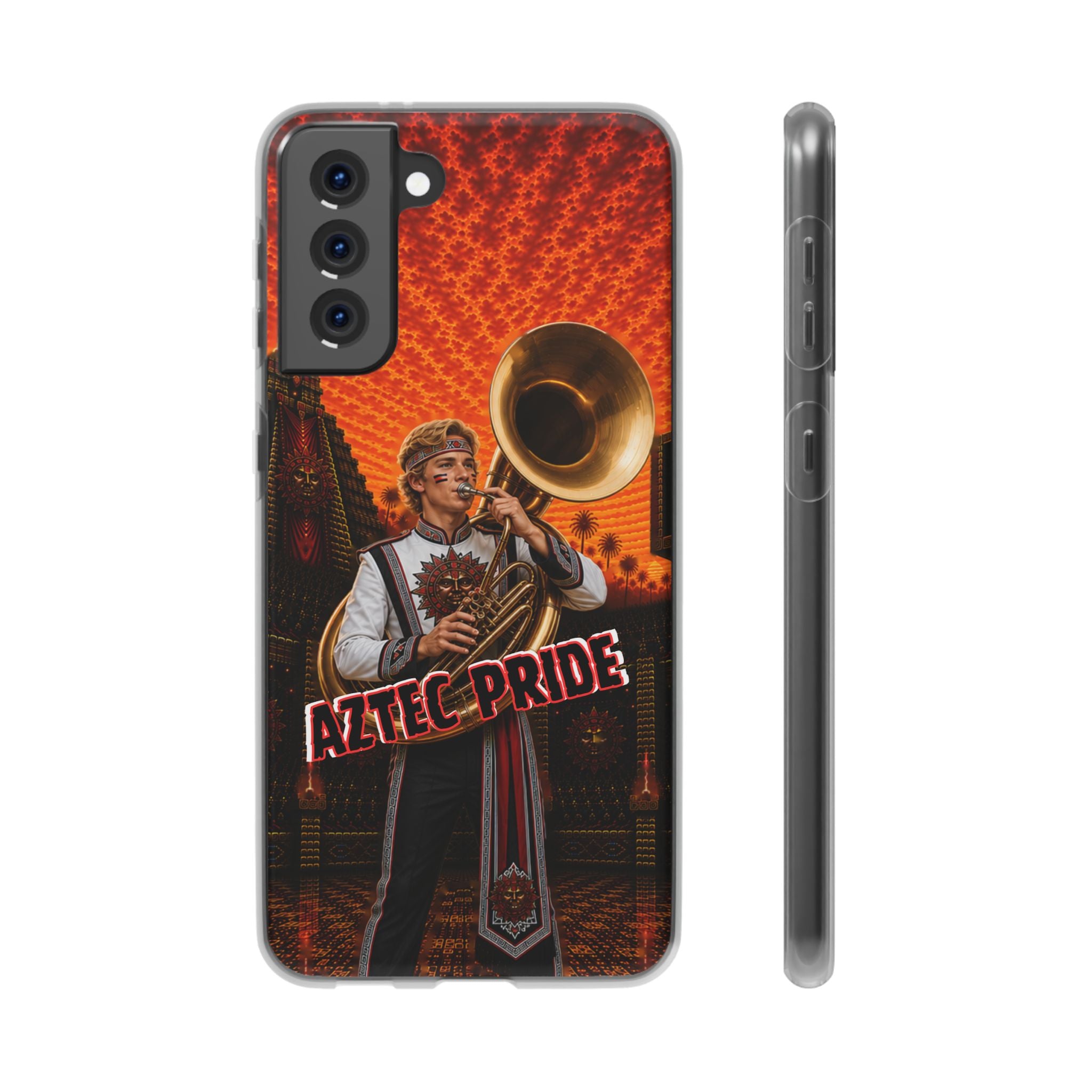 Aztec Band Warrior – Flexi Phone Case (iPhone & Samsung • Clear TPU • Made & Shipped in the USA • 🚚 FREE USA Shipping • Personalized Option)