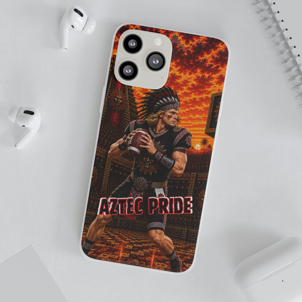 Aztec Football Warrior – Flexi Phone Case (iPhone & Samsung • Clear TPU • Made & Shipped in the USA • 🚚 FREE USA Shipping • Personalized Option)