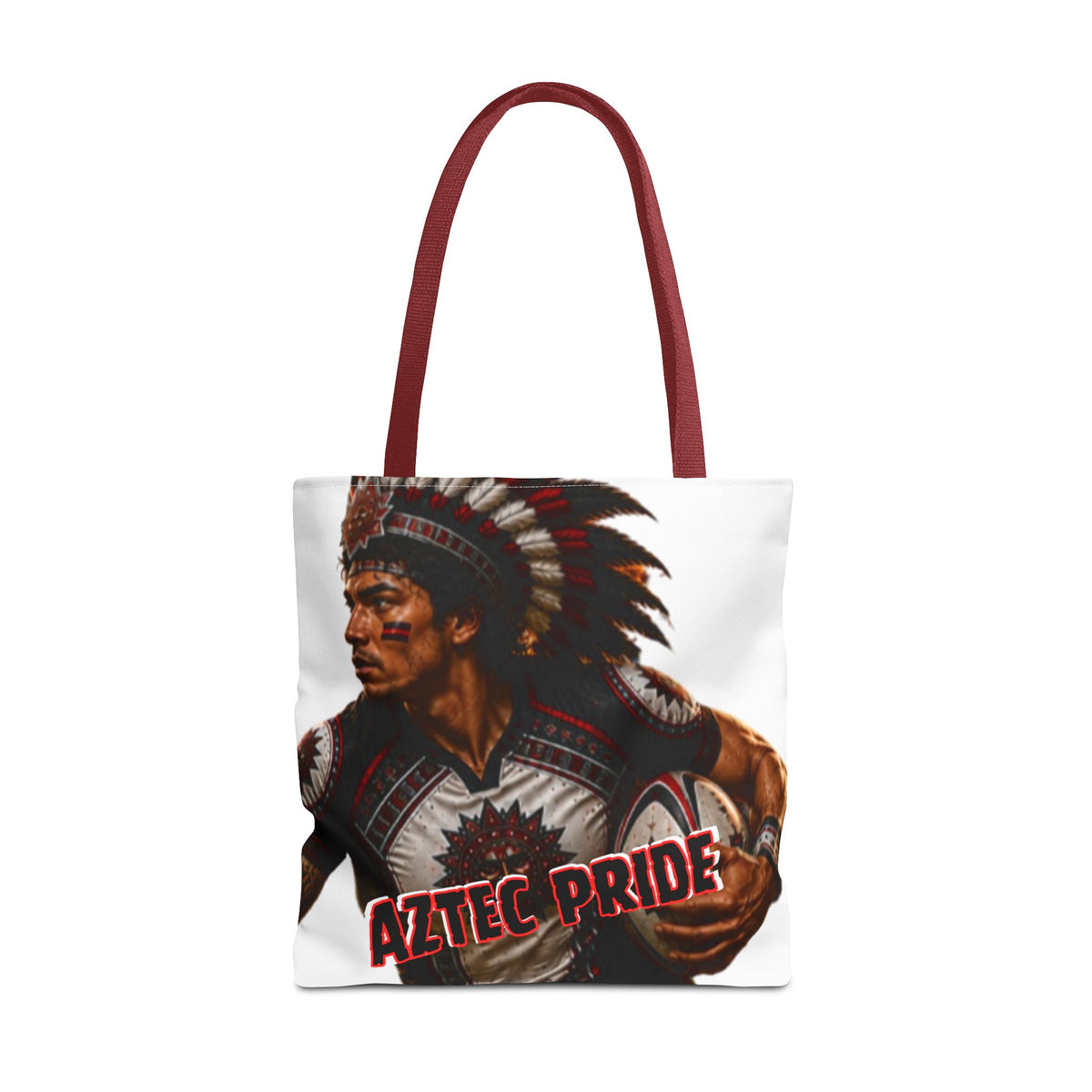 Aztec Rugby Male Warrior Tote Bag | Aztec-Inspired AI Art • Made & Shipped in the USA • 🚚 FREE USA Shipping • FREE Personalization