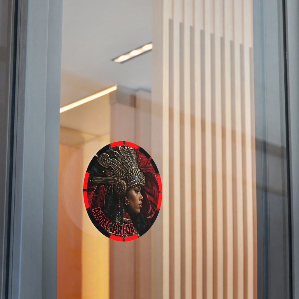 Aztec Lioness Queen Round Vinyl Sticker – Waterproof Matte Decal (2”–6”)
