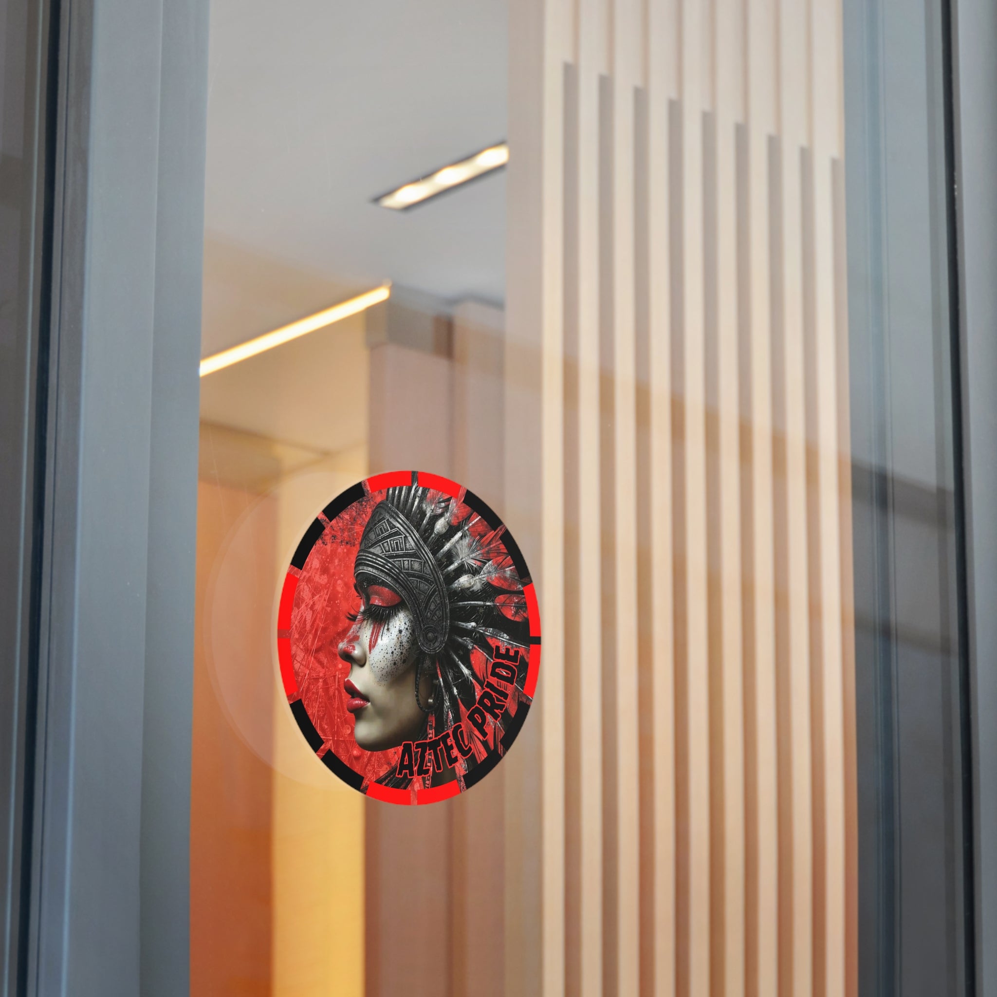 Aztec Fearless Goddess Round Vinyl Sticker – Waterproof Matte Decal (2”–6”)