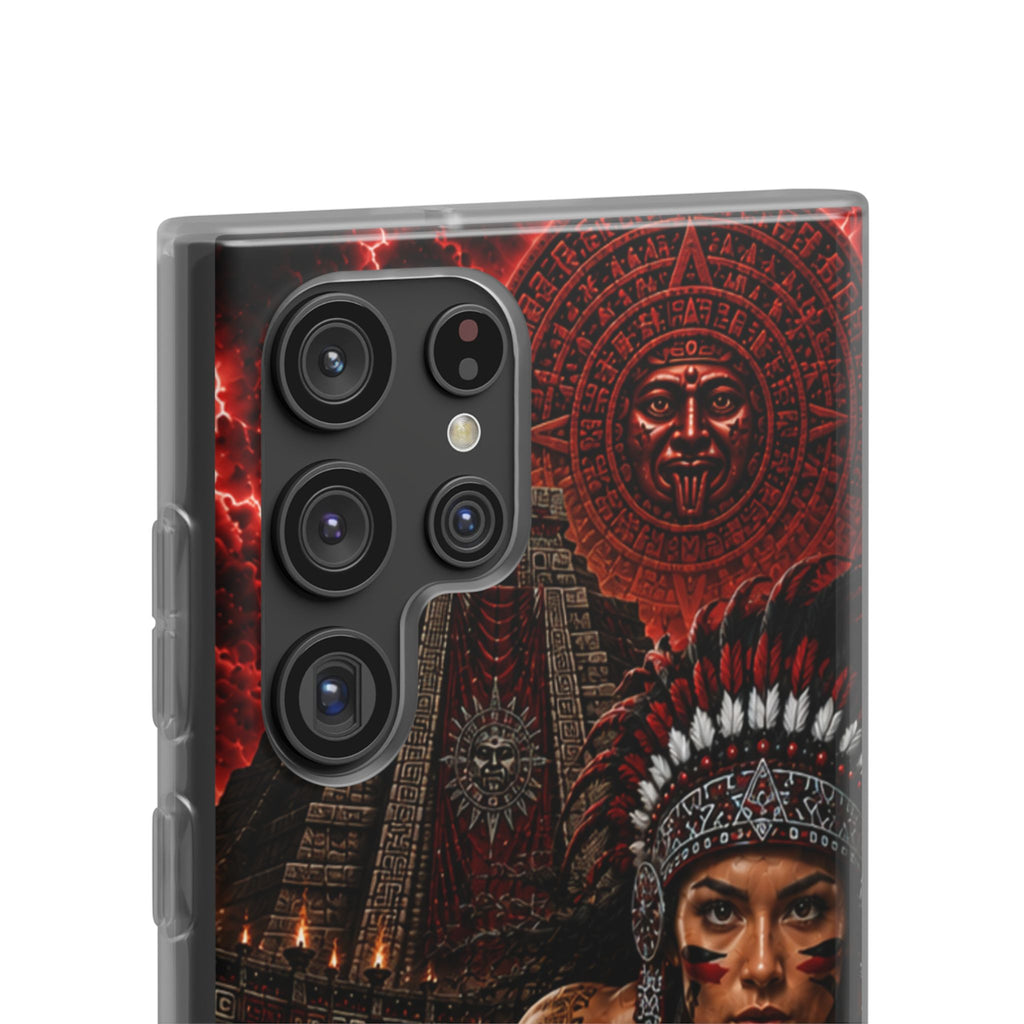 Aztec Track & Field Female Warrior – Flexi Phone Case (iPhone & Samsung • Clear TPU • Made & Shipped in the USA • 🚚 FREE USA Shipping • Personalized Option)