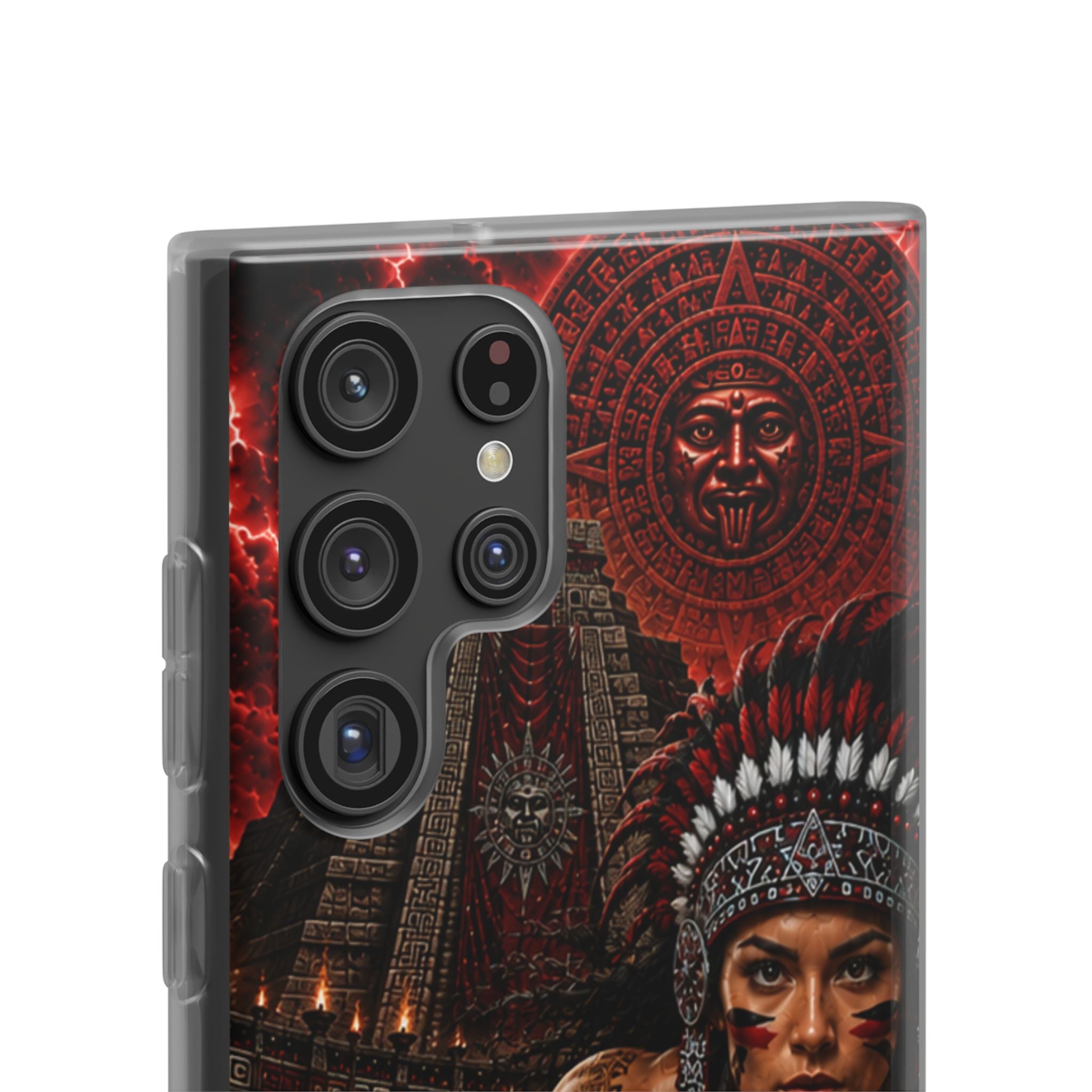 Aztec Track & Field Female Warrior – Flexi Phone Case (iPhone & Samsung • Clear TPU • Made & Shipped in the USA • 🚚 FREE USA Shipping • Personalized Option)