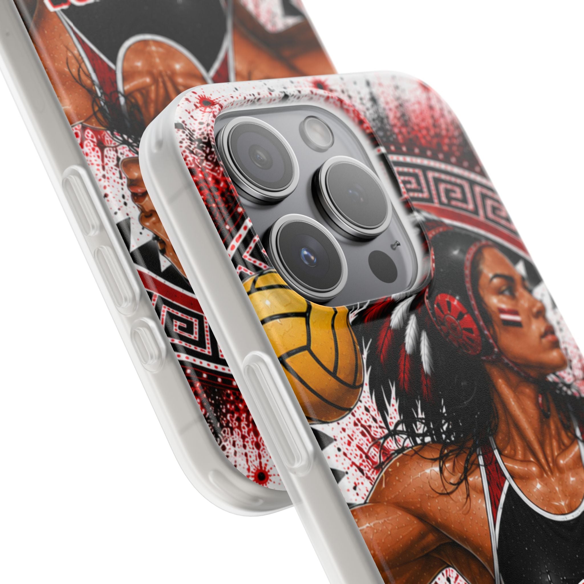 Aztec Water Polo Warrior – Flexi Phone Case (iPhone & Samsung • Clear TPU • Made in USA • Personalized Option)