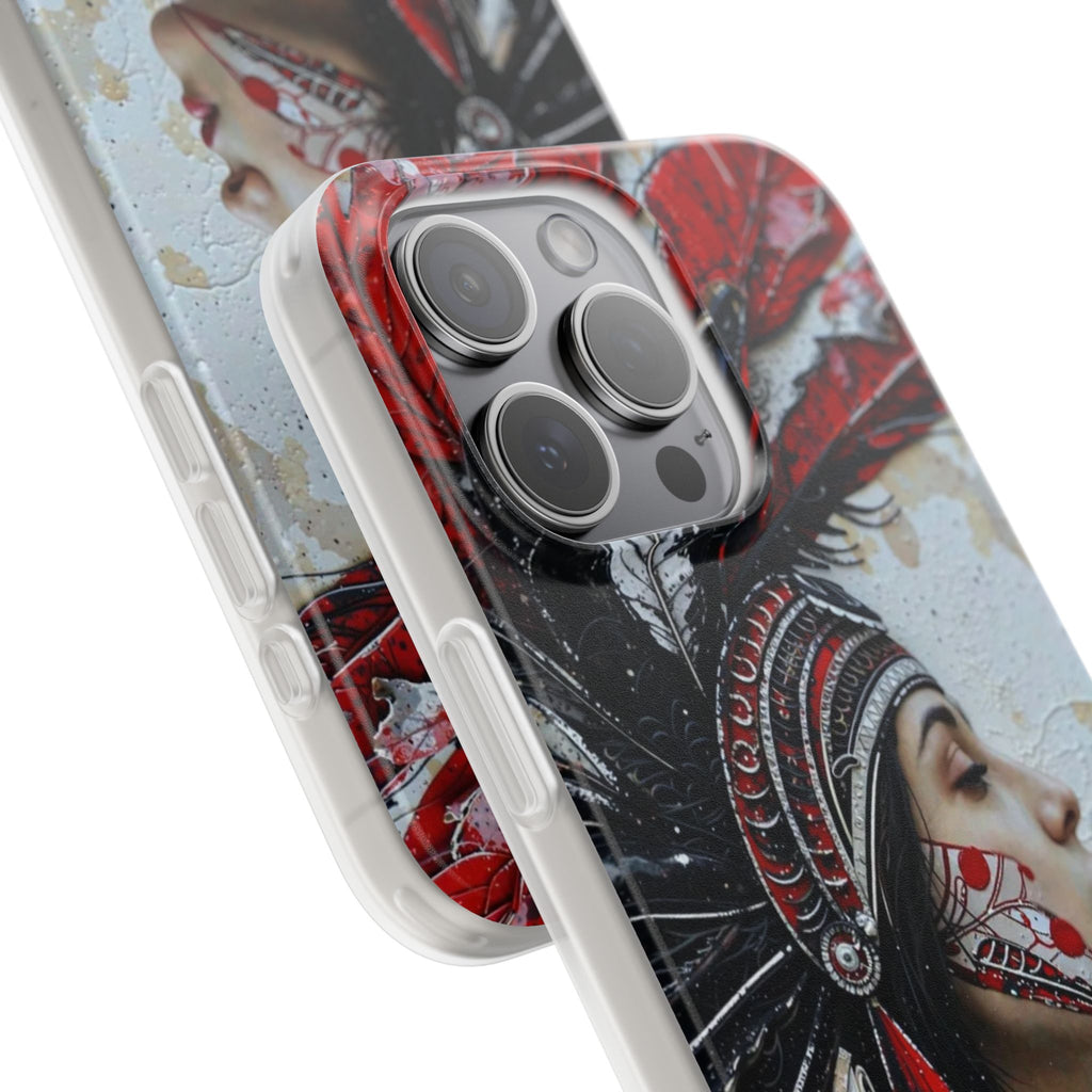 Aztec Silent Goddess – Flexi Phone Case (iPhone & Samsung • Clear TPU • Made in USA • Personalized Option)