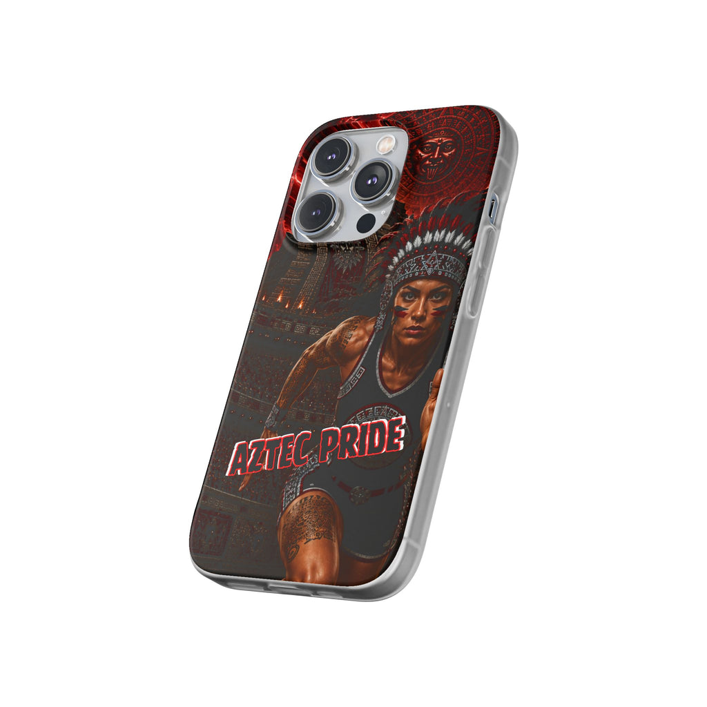 Aztec Track & Field Female Warrior – Flexi Phone Case (iPhone & Samsung • Clear TPU • Made & Shipped in the USA • 🚚 FREE USA Shipping • Personalized Option)