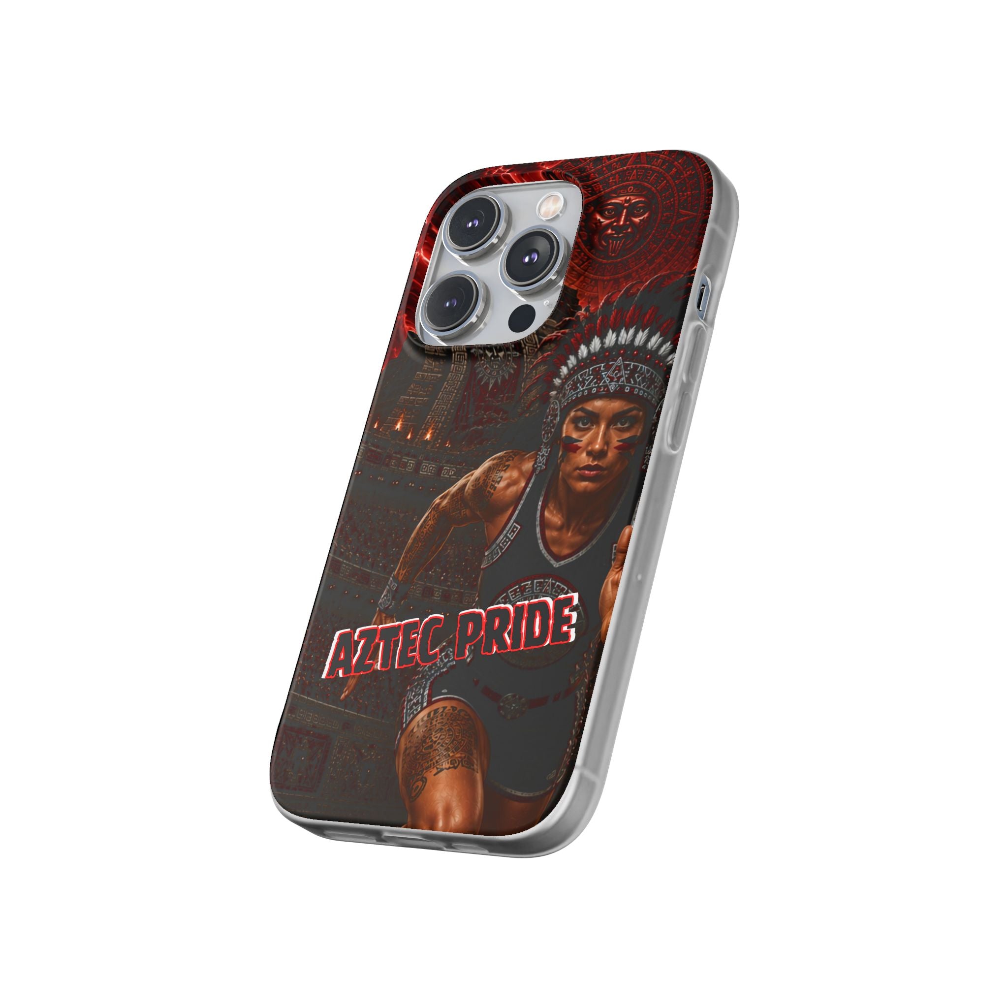 Aztec Track & Field Female Warrior – Flexi Phone Case (iPhone & Samsung • Clear TPU • Made & Shipped in the USA • 🚚 FREE USA Shipping • Personalized Option)