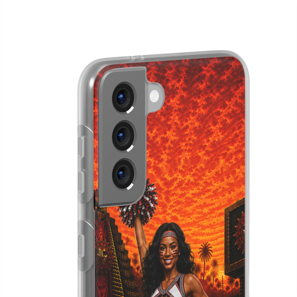 Aztec Cheerleader Warrior – Flexi Phone Case (iPhone & Samsung • Clear TPU • Made & Shipped in the USA • 🚚 FREE USA Shipping • Personalized Option)