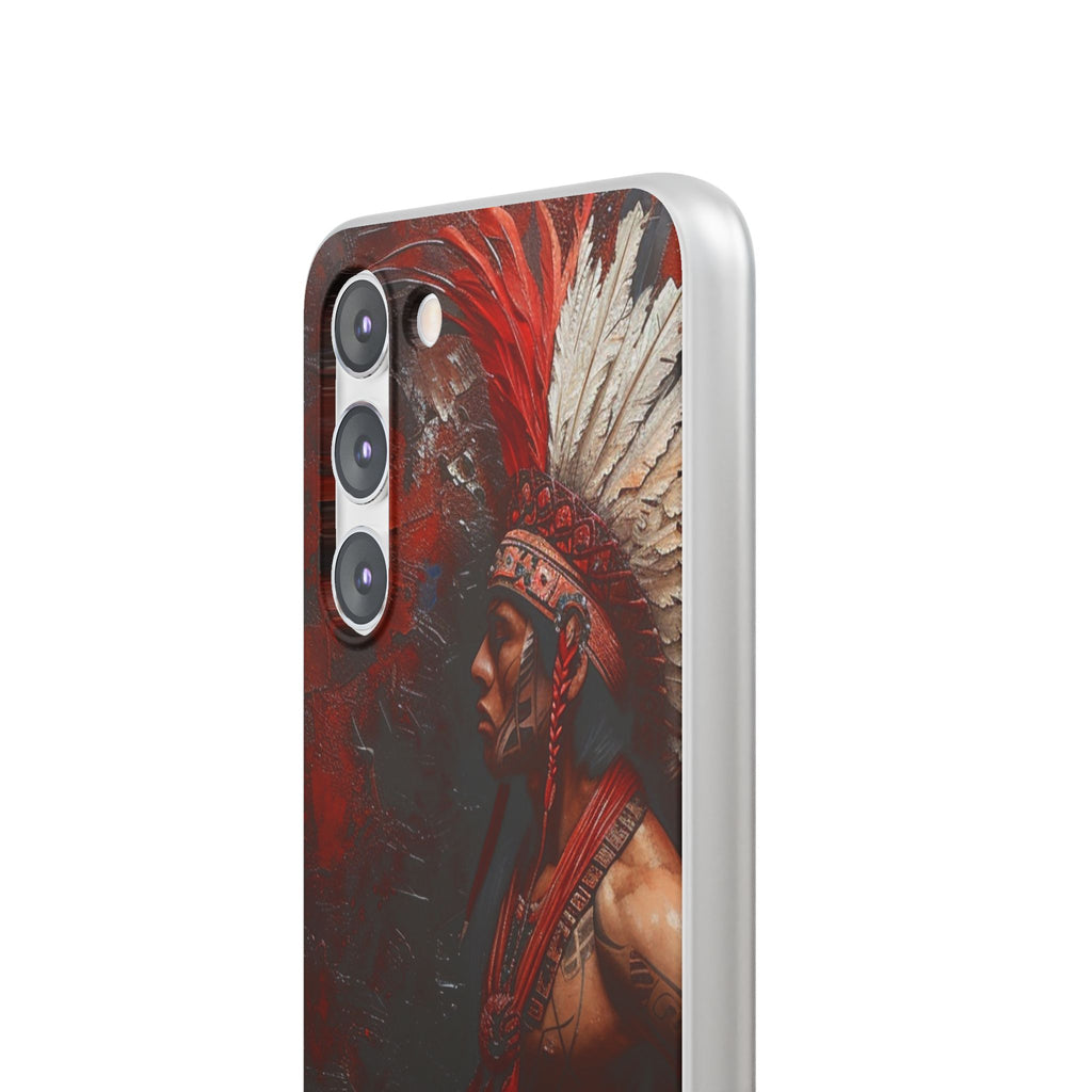 Aztec Noble Warrior – Flexi Phone Case (iPhone & Samsung • Clear TPU • Made in USA • Personalized Option)