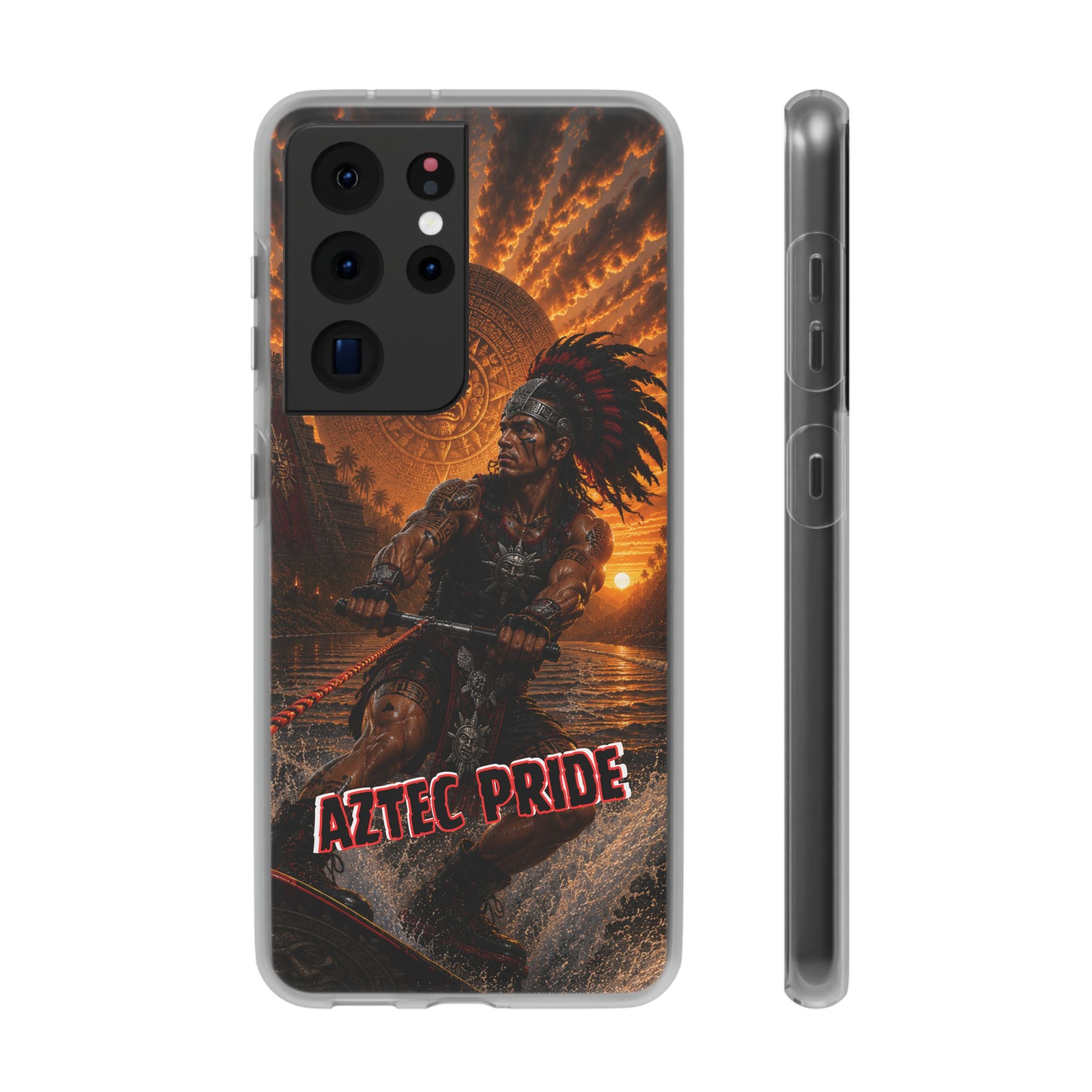 Aztec Wakeboard Male Warrior – Flexi Phone Case (iPhone & Samsung • Clear TPU • Made & Shipped in the USA • 🚚 FREE USA Shipping • Personalized Option)
