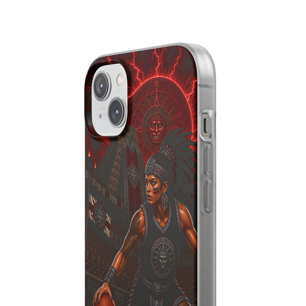 Aztec Basketball Female Warrior – Flexi Phone Case (iPhone & Samsung • Clear TPU • Made & Shipped in the USA • 🚚 FREE USA Shipping • Personalized Option)