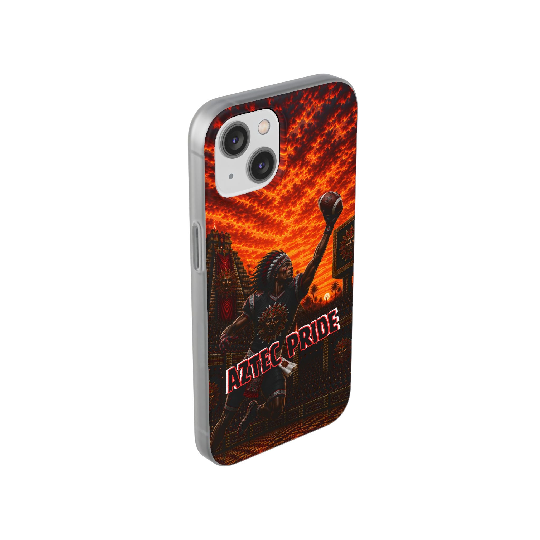 Aztec Football Warrior – Flexi Phone Case (iPhone & Samsung • Clear TPU • Made & Shipped in the USA • 🚚 FREE USA Shipping • Personalized Option)