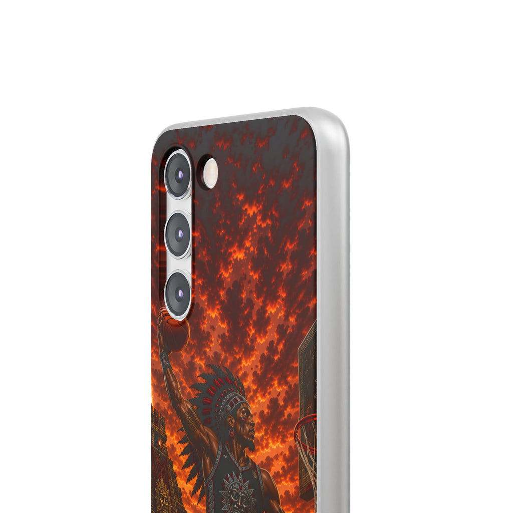 Aztec Basketball Male Warrior – Flexi Phone Case (iPhone & Samsung • Clear TPU • Made & Shipped in the USA • 🚚 FREE USA Shipping • Personalized Option)