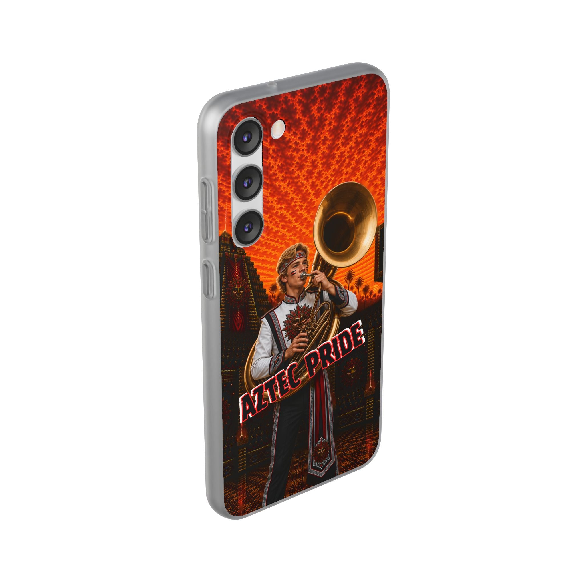 Aztec Band Warrior – Flexi Phone Case (iPhone & Samsung • Clear TPU • Made & Shipped in the USA • 🚚 FREE USA Shipping • Personalized Option)