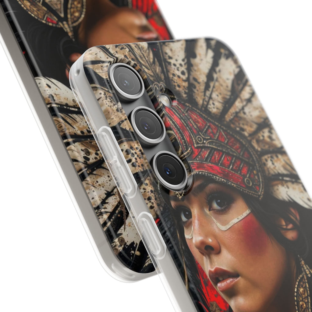 Aztec Moon Goddess – Flexi Phone Case (iPhone & Samsung • Clear TPU • Made in USA • Personalized Option)