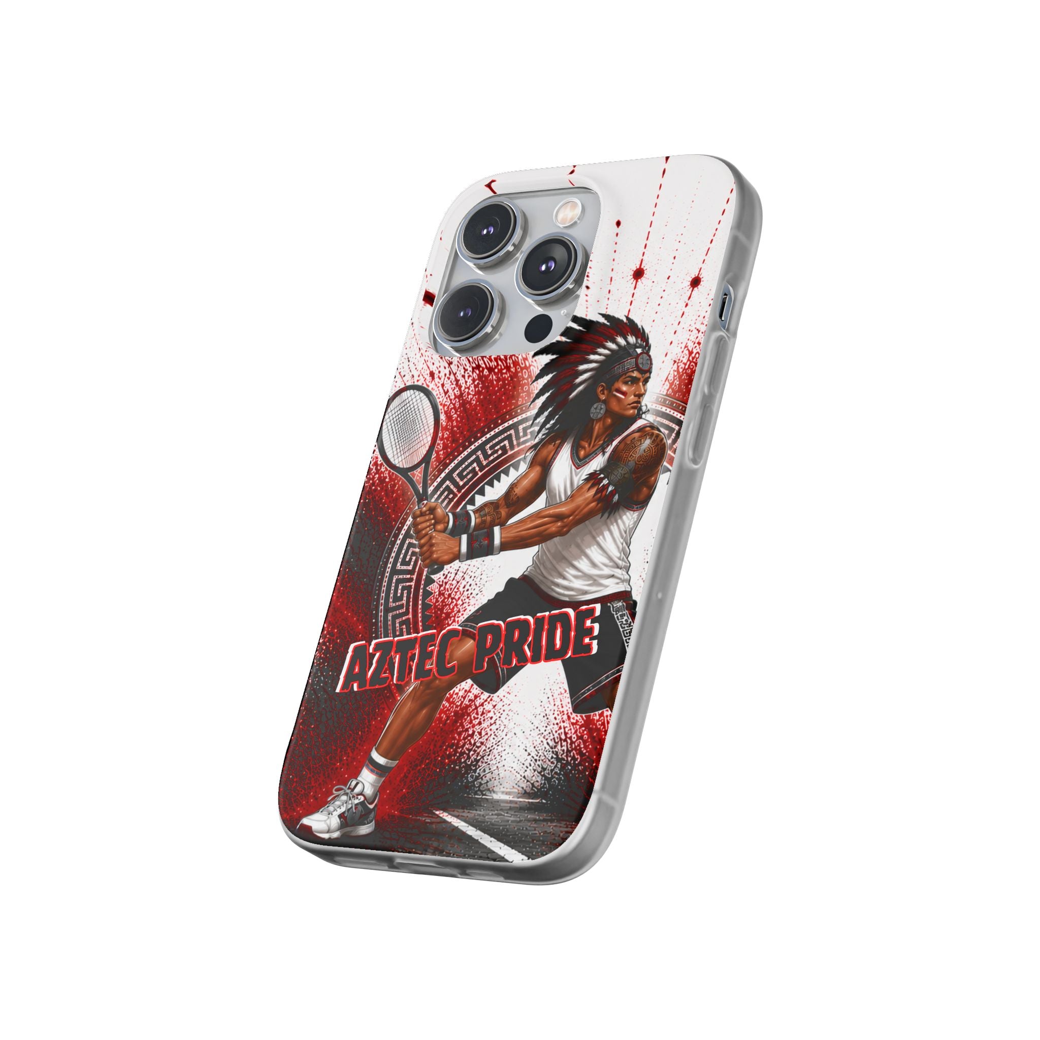Aztec Tennis Male Warrior – Flexi Phone Case (iPhone & Samsung • Clear TPU • Made & Shipped in the USA • 🚚 FREE USA Shipping • Personalized Option)