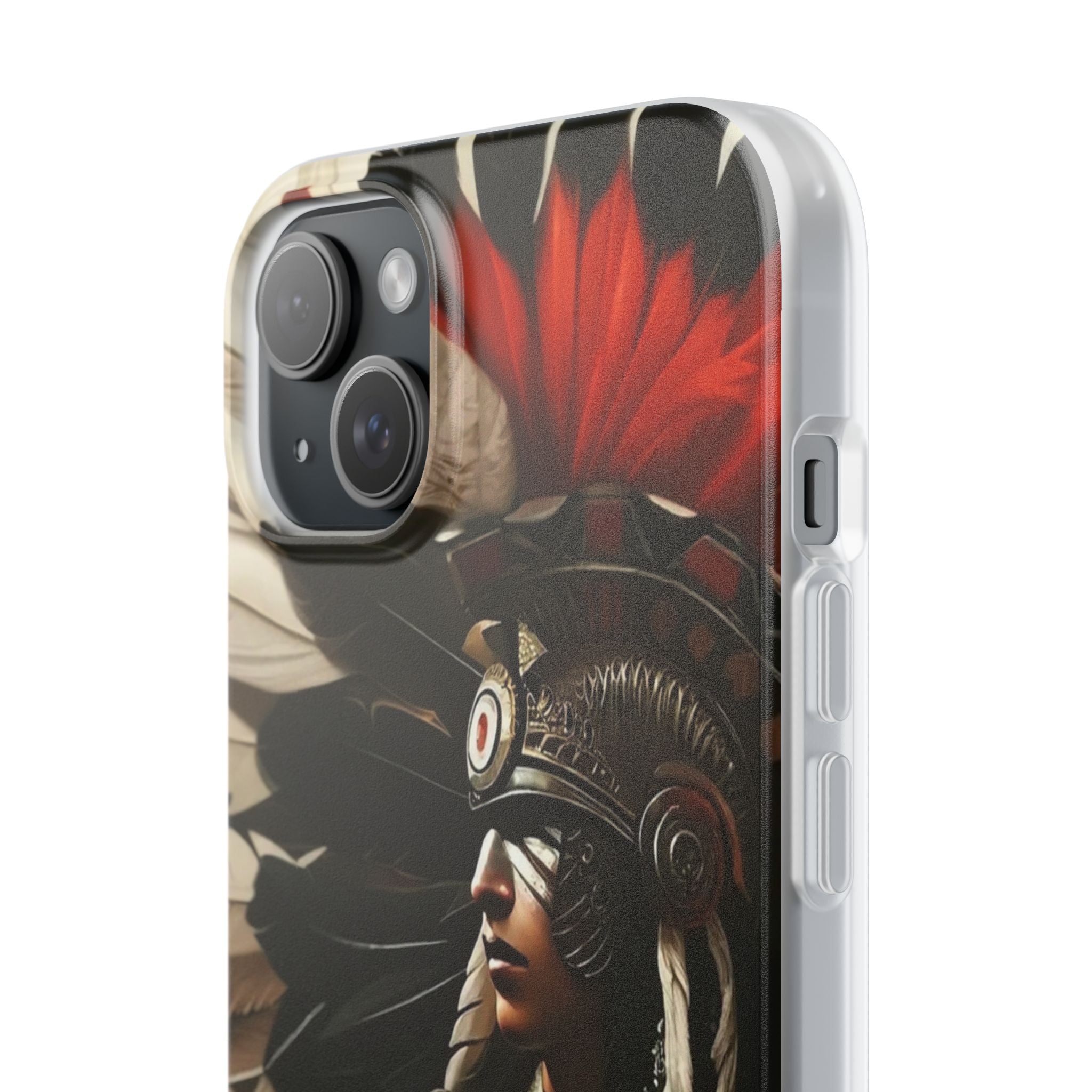 Aztec Fierce Warrior – Flexi Phone Case (iPhone & Samsung • Clear TPU • Made in USA • Personalized Option)