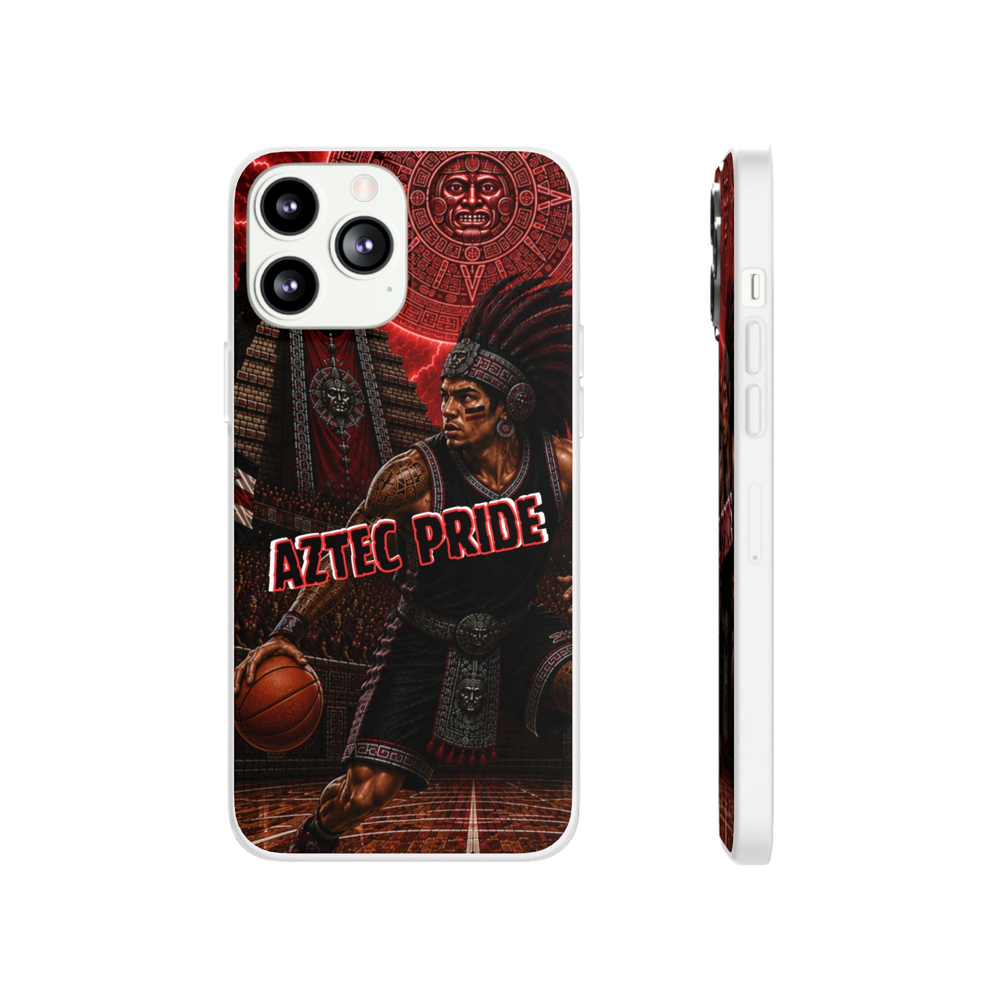 Aztec Basketall Warrior – Flexi Phone Case (iPhone & Samsung • Clear TPU • Made & Shipped in the USA • 🚚 FREE USA Shipping • Personalized Option)