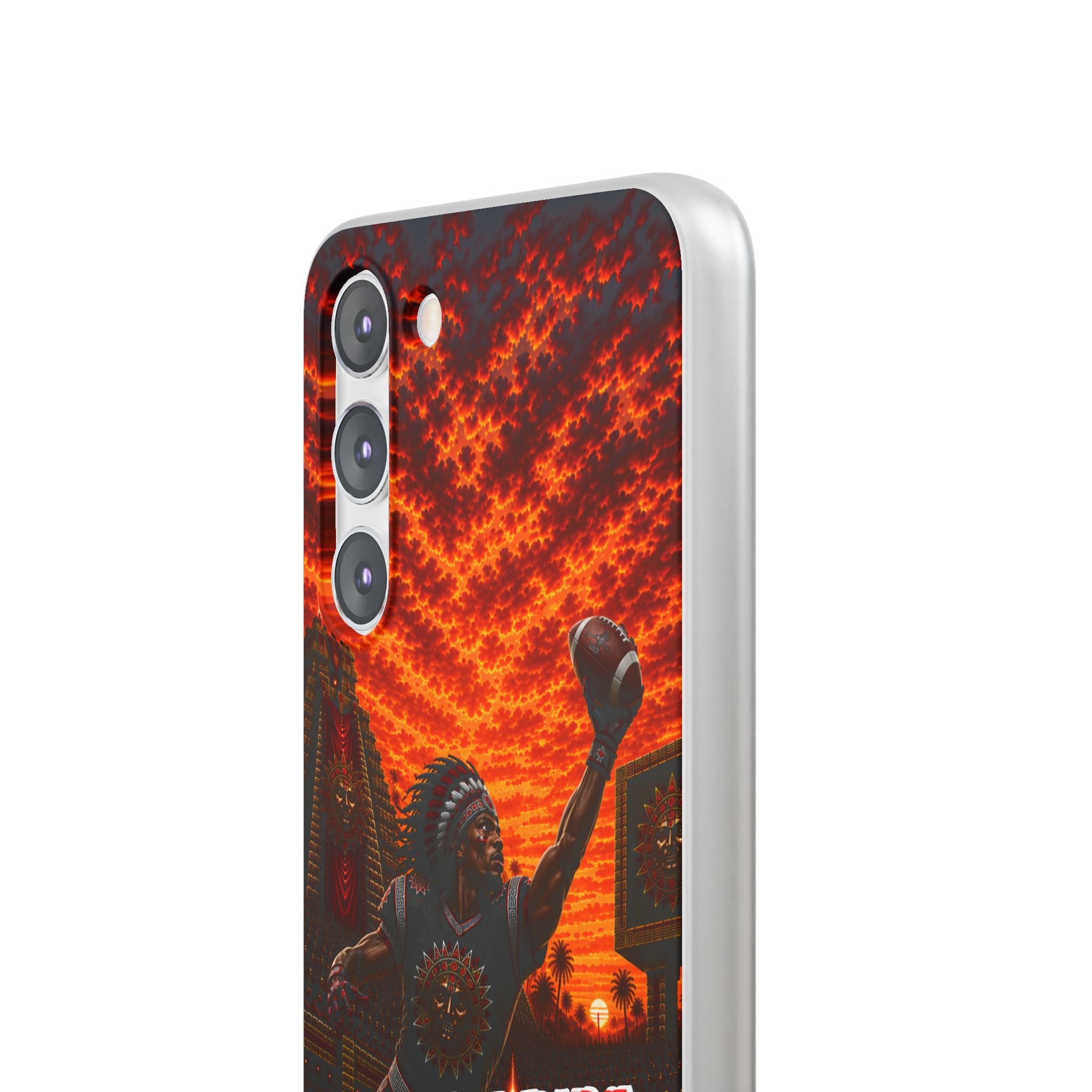 Aztec Football Warrior – Flexi Phone Case (iPhone & Samsung • Clear TPU • Made & Shipped in the USA • 🚚 FREE USA Shipping • Personalized Option)