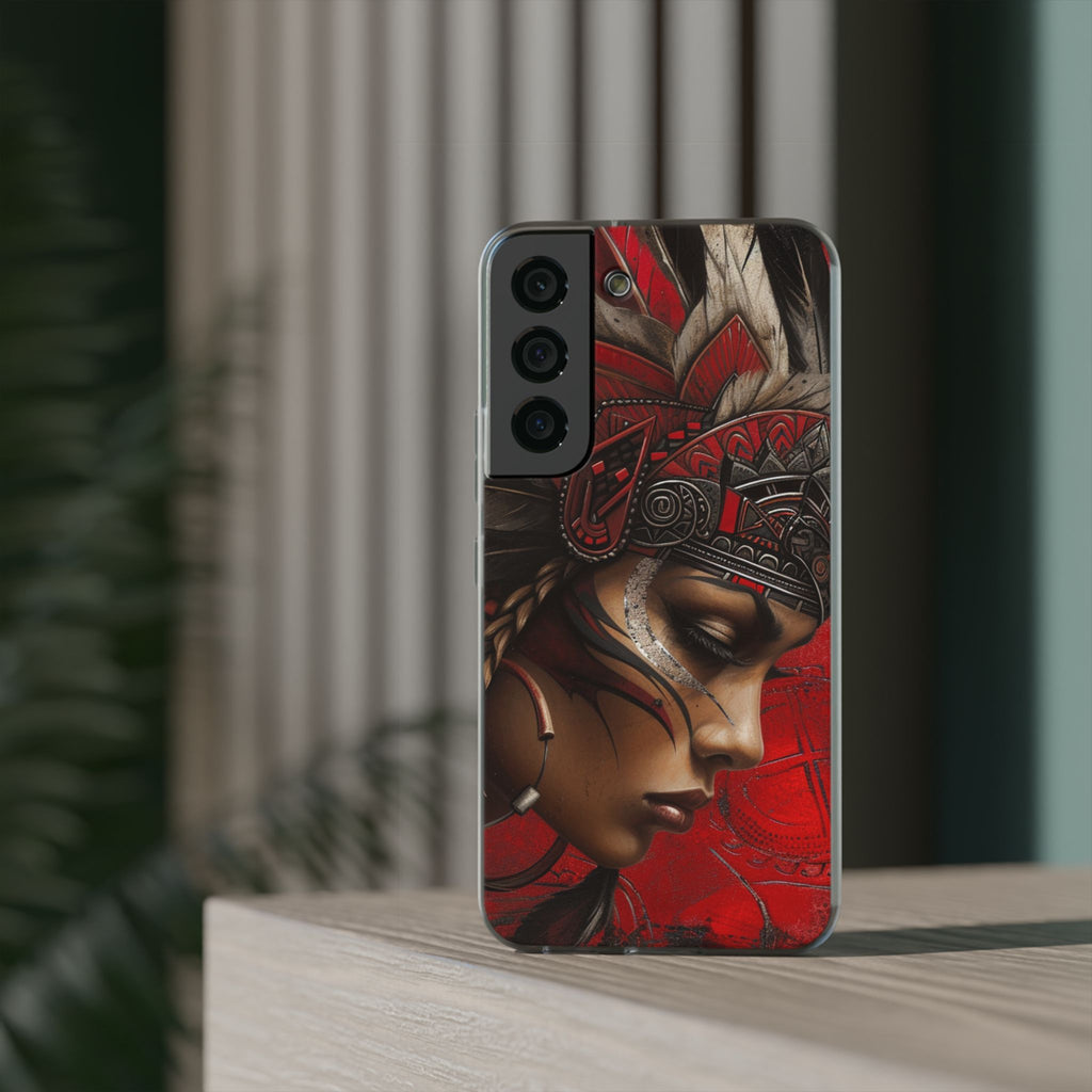 Aztec Sun Goddess – Flexi Phone Case (iPhone & Samsung • Clear TPU • Made in USA • Personalized Option)