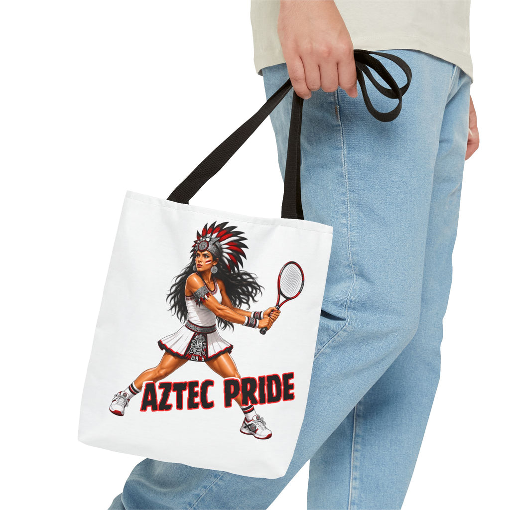 Aztec Tennis Female Warrior Tote Bag | Aztec-Inspired AI Art • Made & Shipped in the USA • 🚚 FREE USA Shipping • FREE Personalization