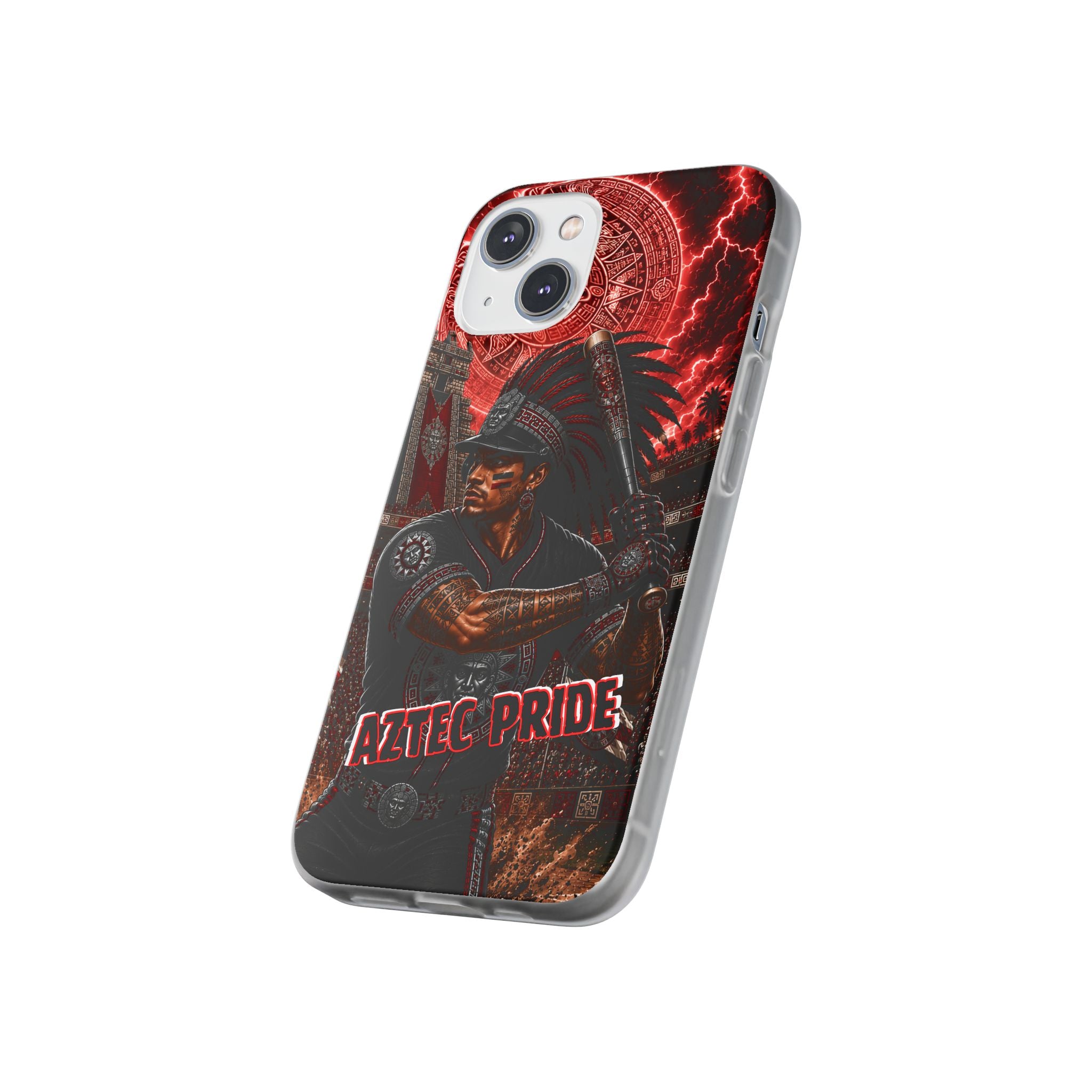 Aztec Baseball Warrior – Flexi Phone Case (iPhone & Samsung • Clear TPU • Made & Shipped in the USA • 🚚 FREE USA Shipping • Personalized Option)