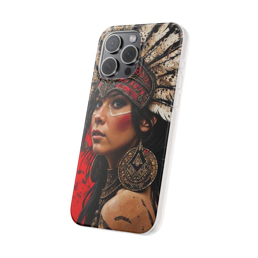 Aztec Moon Goddess – Flexi Phone Case (iPhone & Samsung • Clear TPU • Made in USA • Personalized Option)