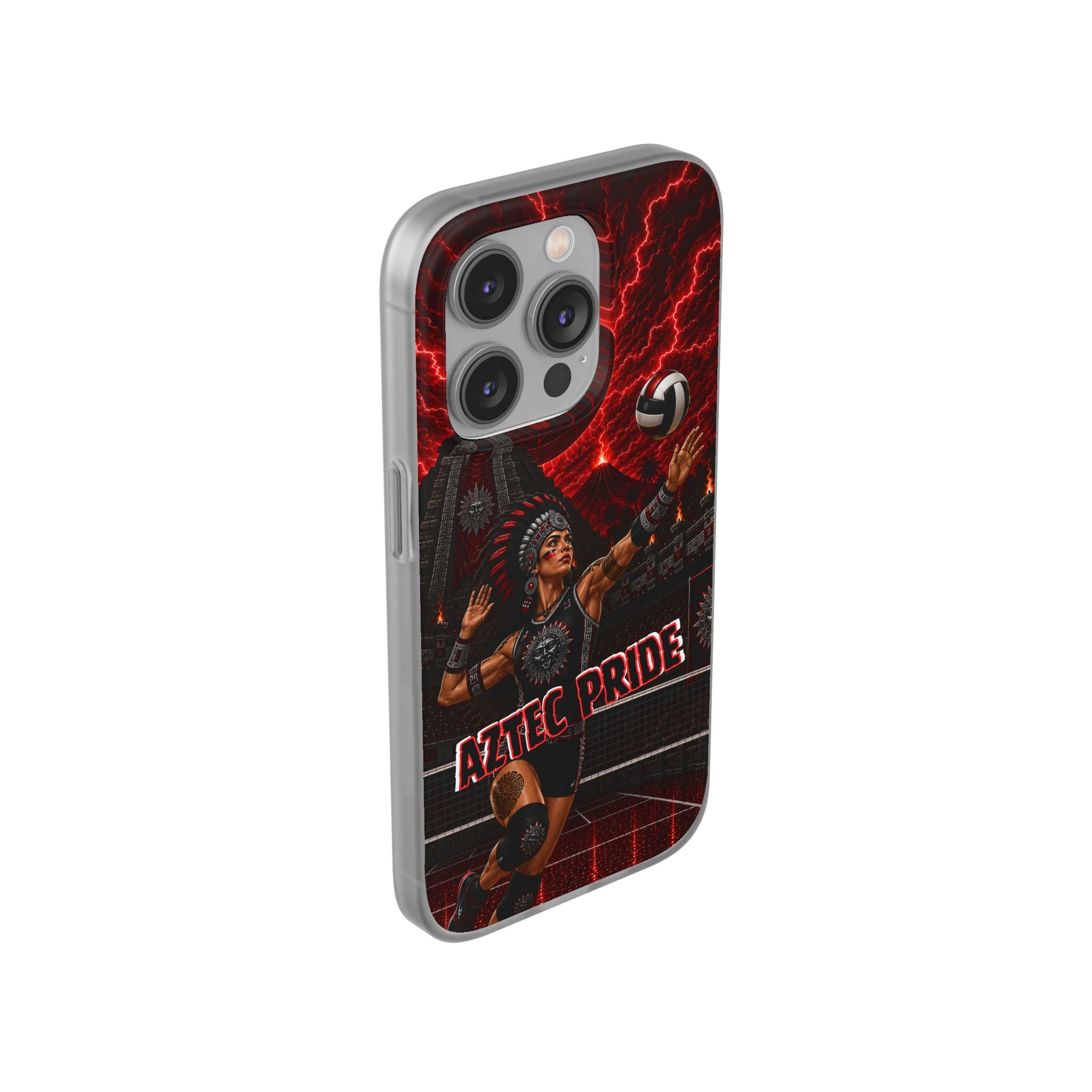 Aztec Volleyball Warrior – Flexi Phone Case (iPhone & Samsung • Clear TPU • Made & Shipped in the USA • 🚚 FREE USA Shipping • Personalized Option)