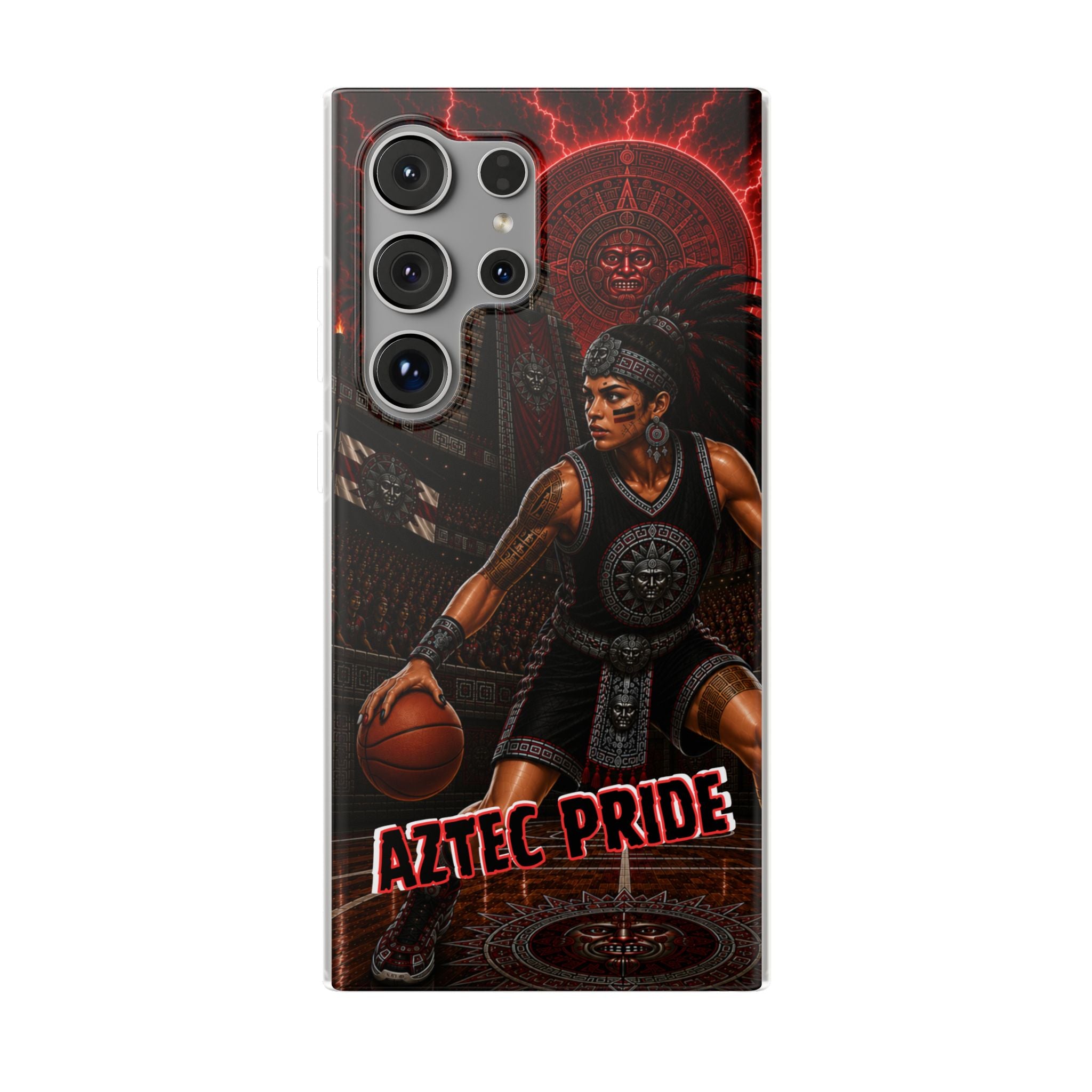 Aztec Basketball Female Warrior – Flexi Phone Case (iPhone & Samsung • Clear TPU • Made & Shipped in the USA • 🚚 FREE USA Shipping • Personalized Option)