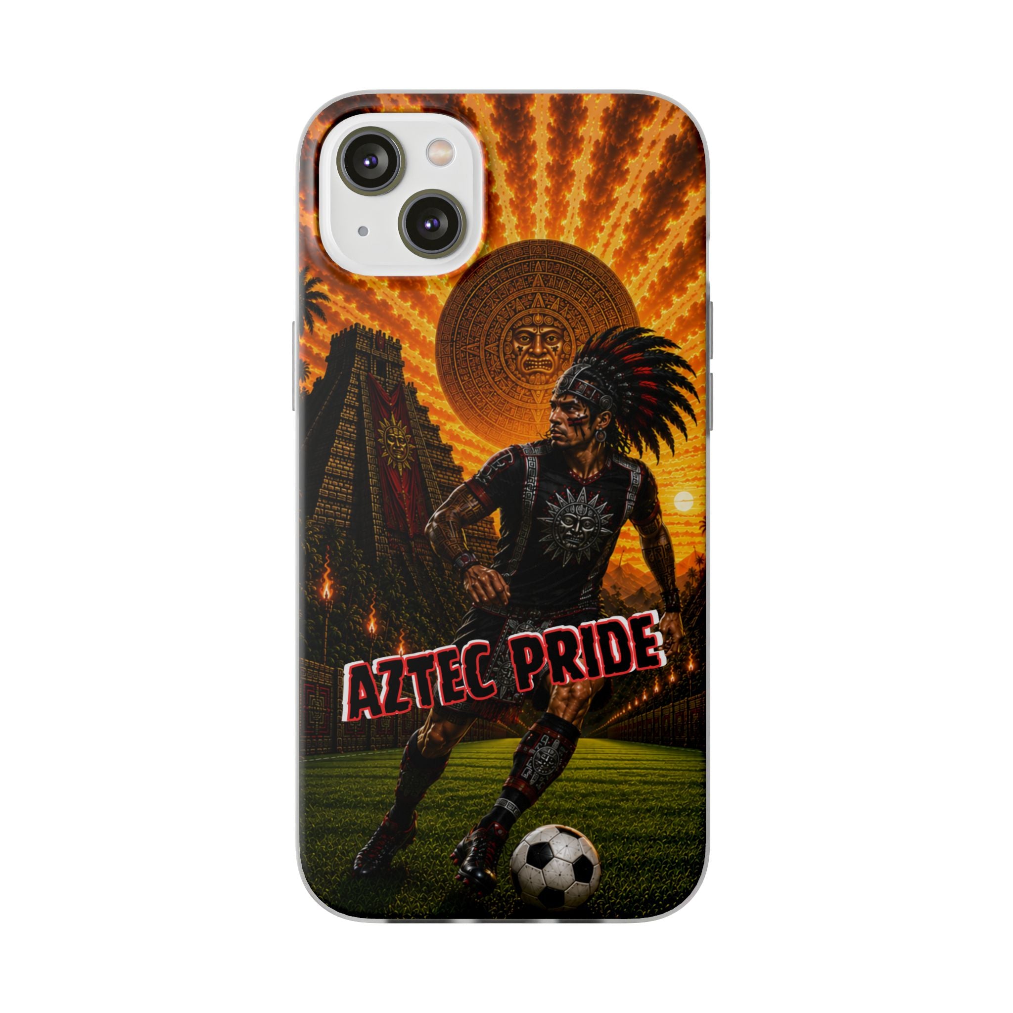 Aztec Soccer Male Warrior – Flexi Phone Case (iPhone & Samsung • Clear TPU • Made & Shipped in the USA • 🚚 FREE USA Shipping • Personalized Option)