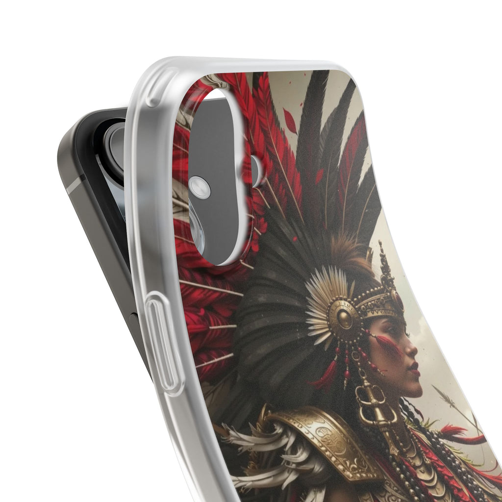 Aztec Warrior Queen – Flexi Phone Case (iPhone & Samsung • Clear TPU • Made in USA • Personalized Option)