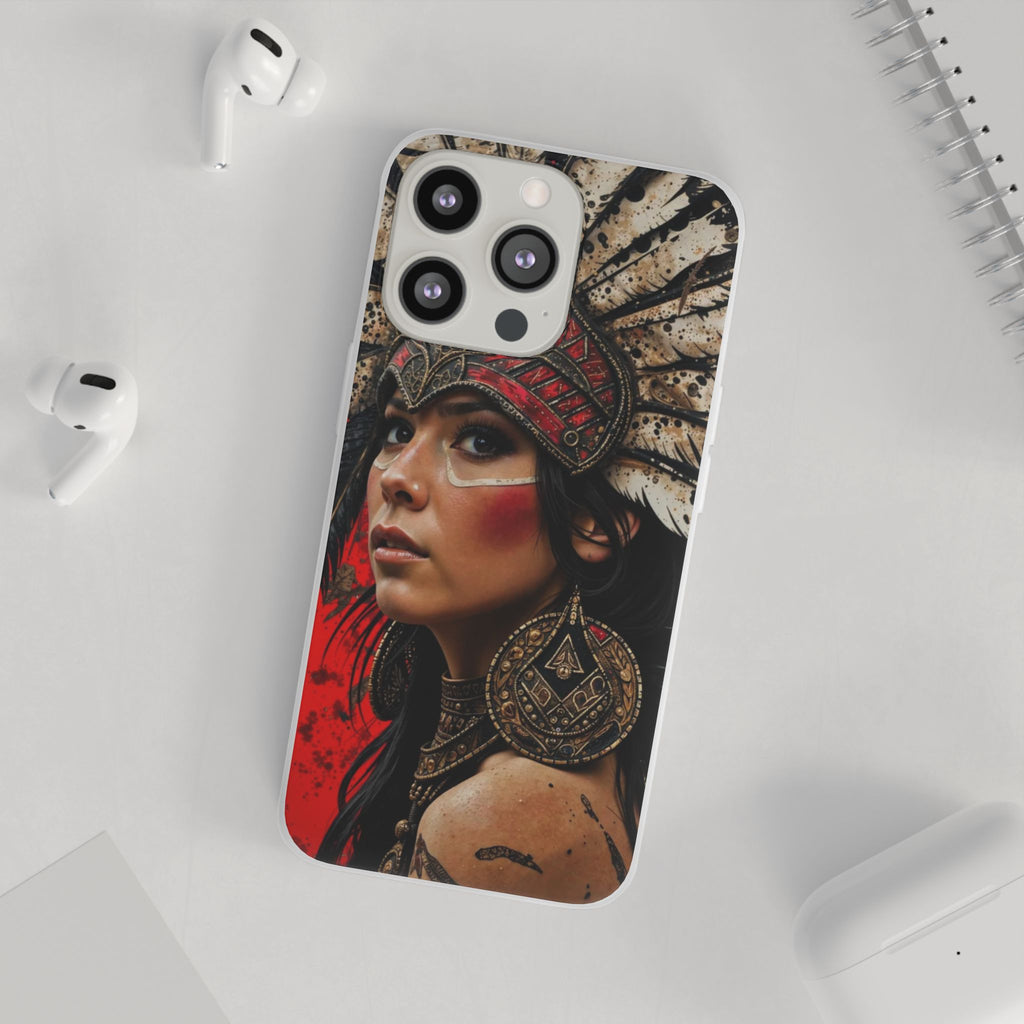 Aztec Moon Goddess – Flexi Phone Case (iPhone & Samsung • Clear TPU • Made in USA • Personalized Option)