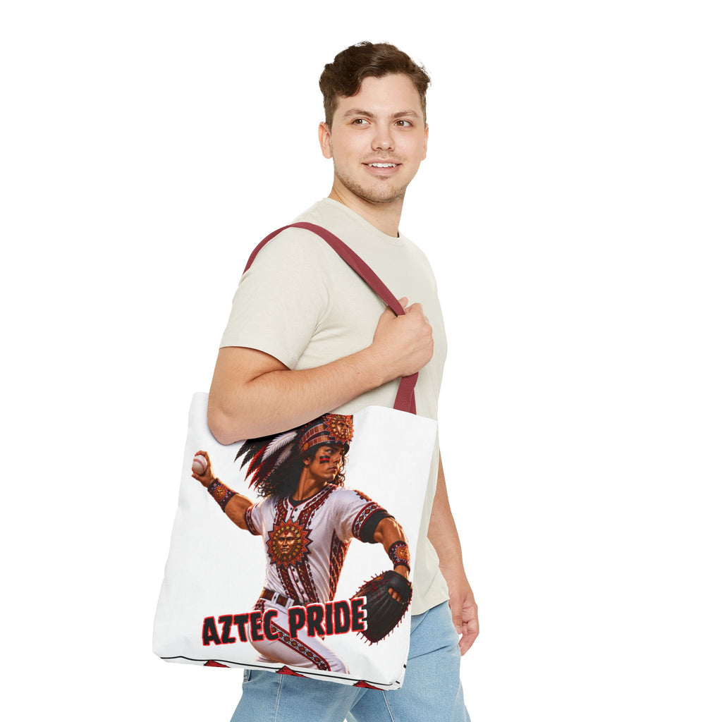 Aztec Baseball Warrior Tote Bag | Aztec-Inspired AI Art • Made & Shipped in the USA • 🚚 FREE USA Shipping • FREE Personalization