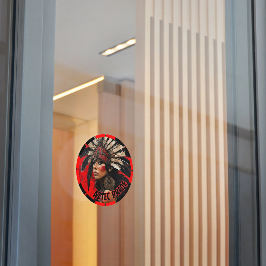 Aztec Moon Goddess Round Vinyl Sticker – Waterproof Matte Decal (2”–6”)