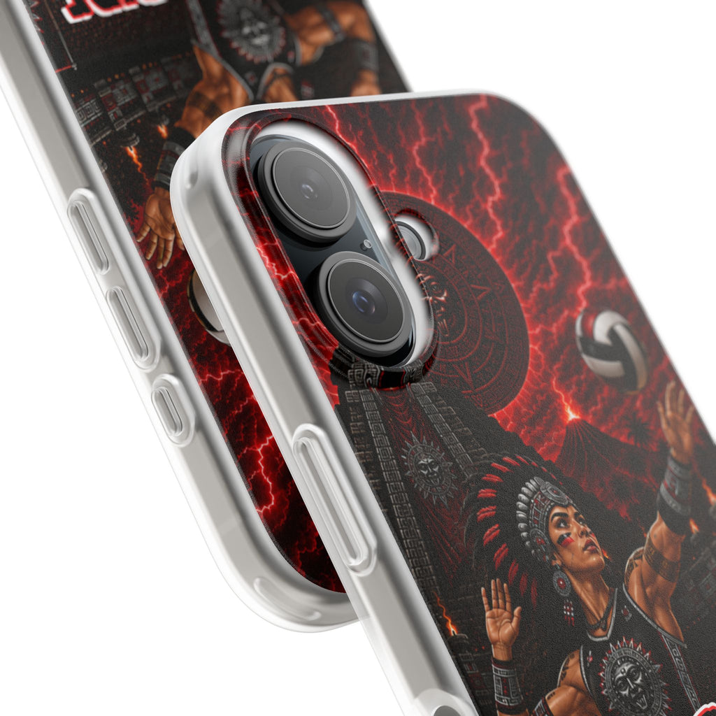 Aztec Volleyball Warrior – Flexi Phone Case (iPhone & Samsung • Clear TPU • Made & Shipped in the USA • 🚚 FREE USA Shipping • Personalized Option)